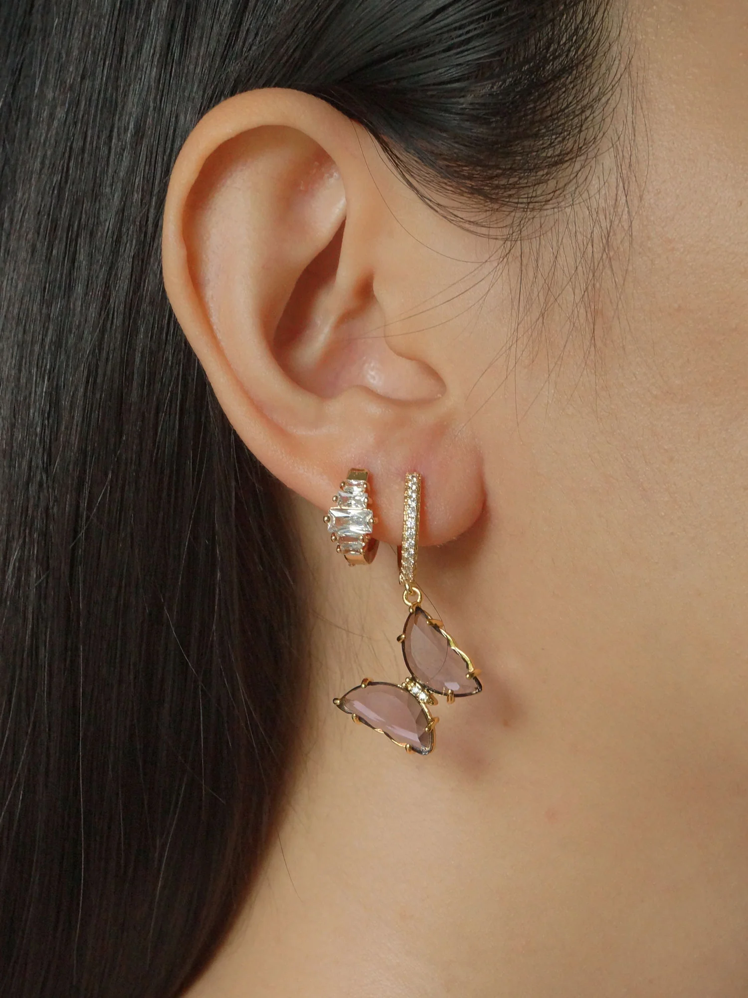 Loveday Butterfly Hoops - Purple *14k Gold-plated - Image 5
