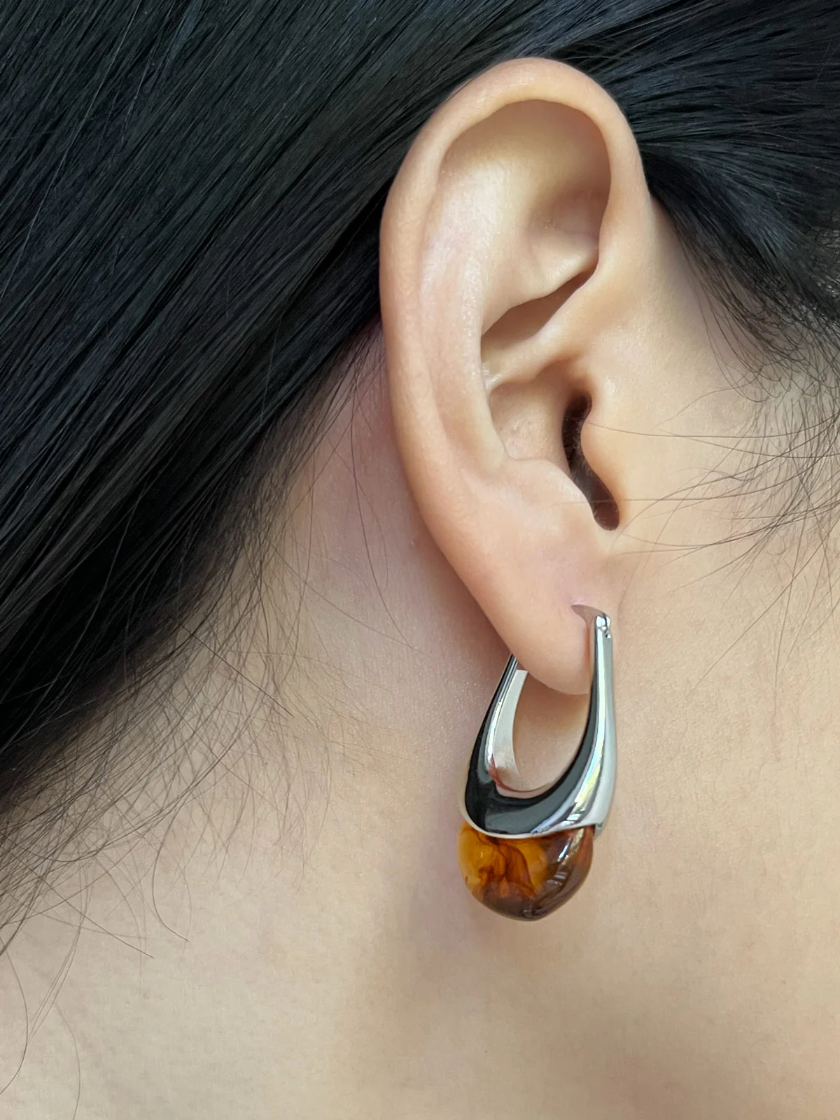 Lucid Dreams Hoops - Silver/Brown - Image 3