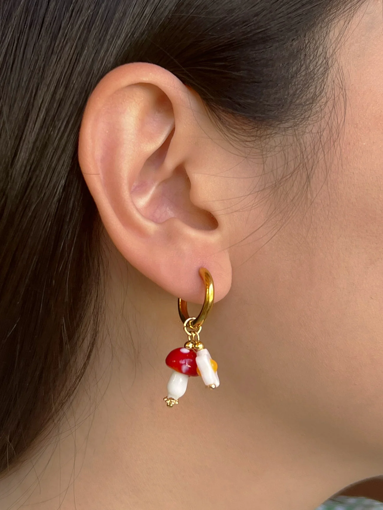 Red Mushroom Hoops with Eggy Flowers - Image 3