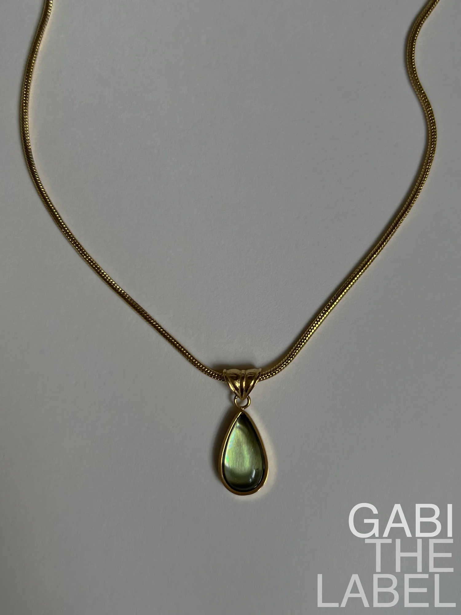Mermaid Teardrop Gold Necklace - Green - Image 4