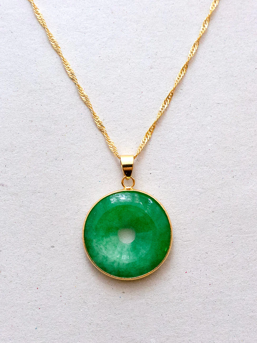 Molten-edged Jade Donut Necklace - Gold - Image 3