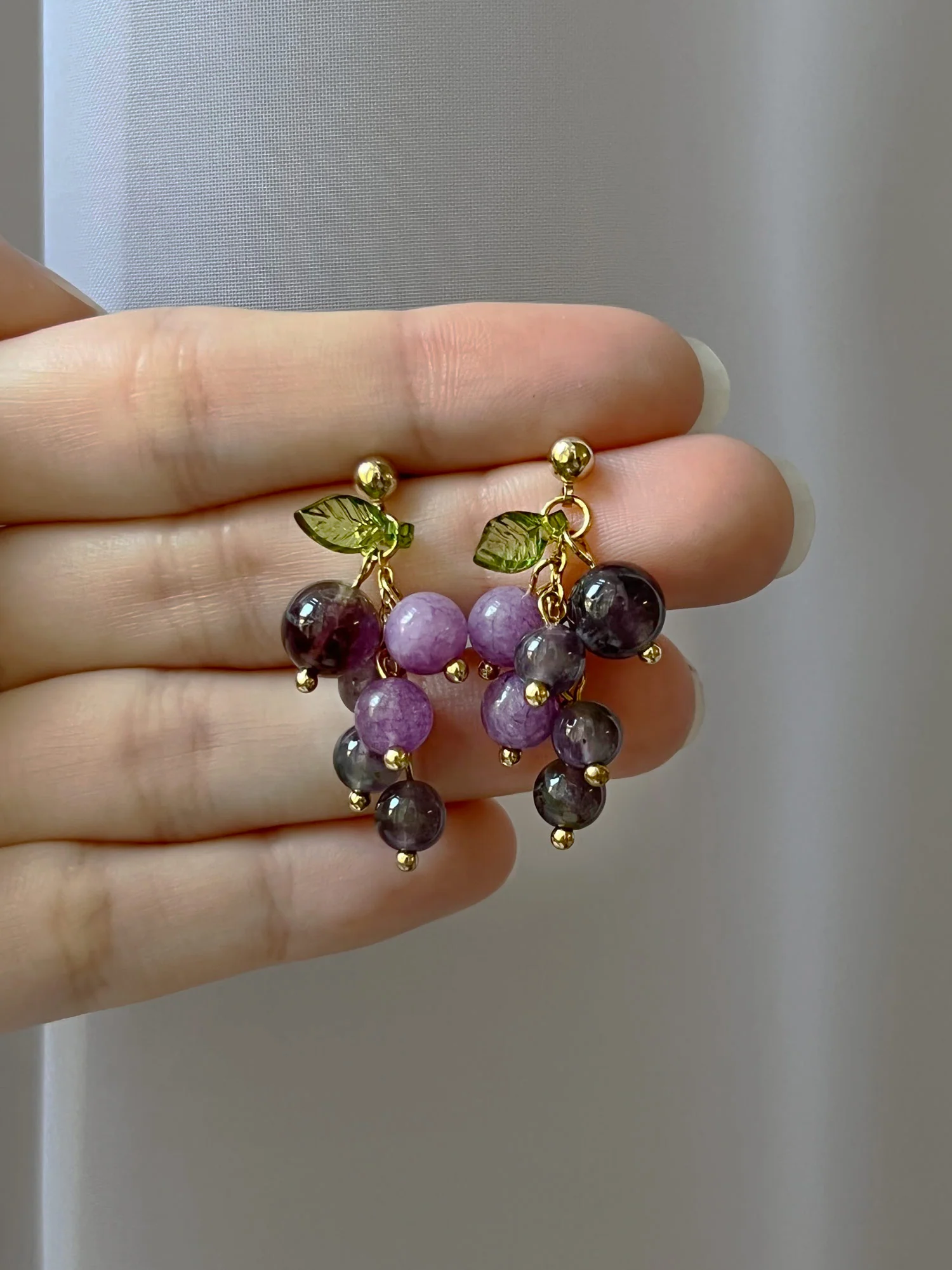 Natural Stones Grape Earrings - Image 3