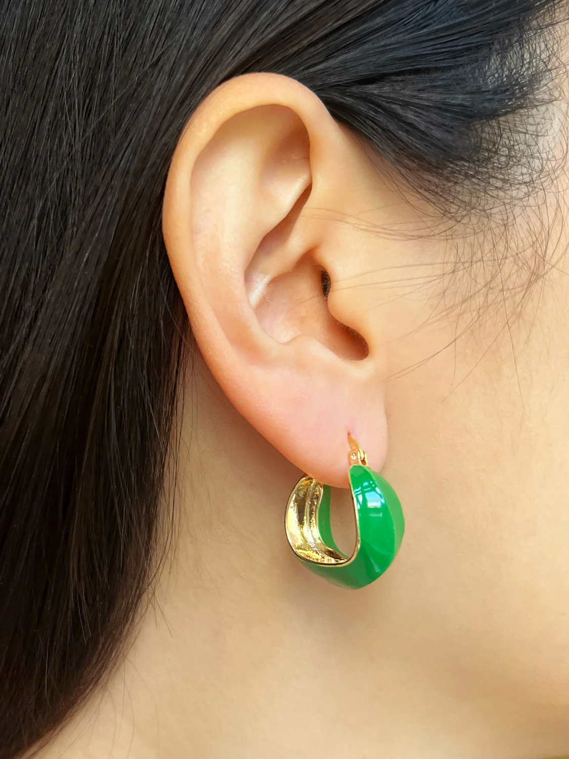 Oracle Enamel Hoops - Green - Image 3