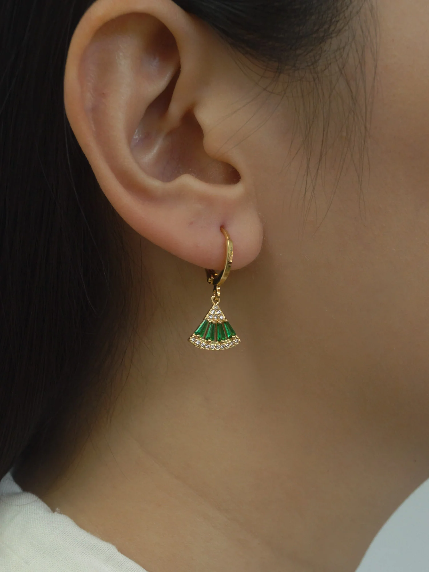 Origami Earrings - Green *18K Gold-plated - Image 3
