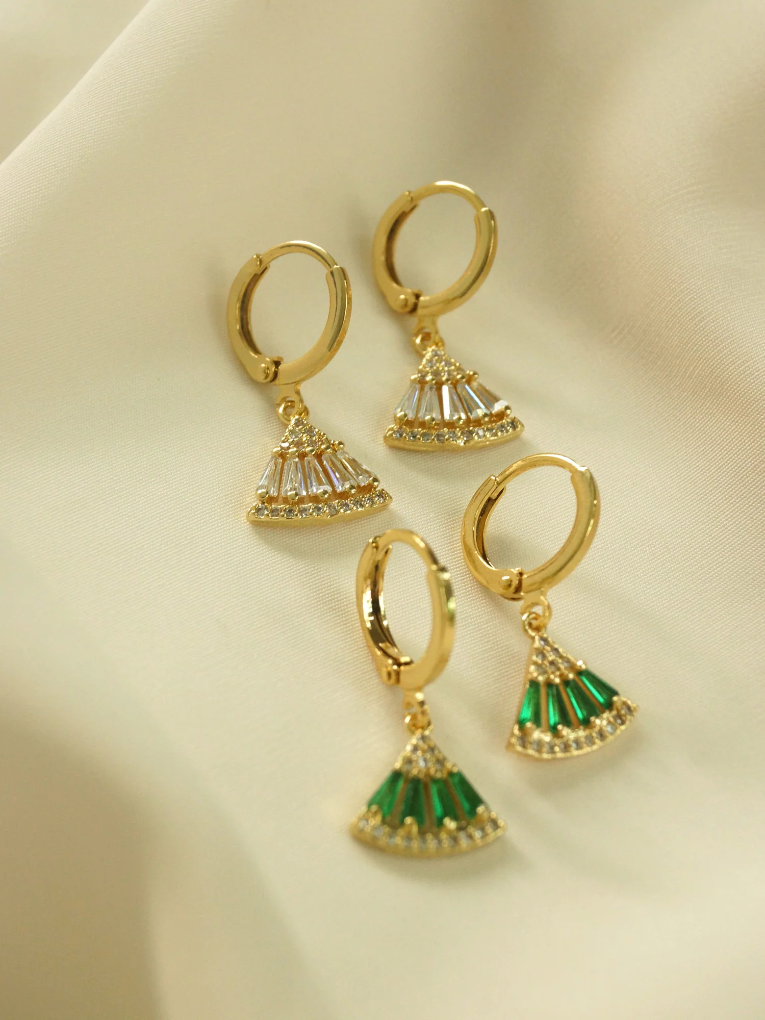 Origami Earrings - Green *18K Gold-plated - Image 4