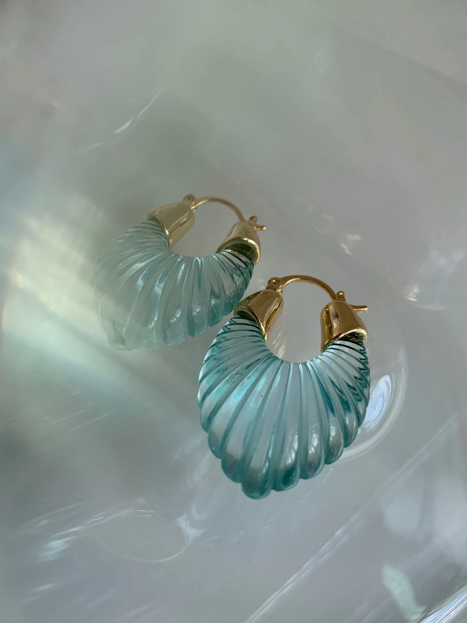 Sculptural Hoops - Aqua - Image 3