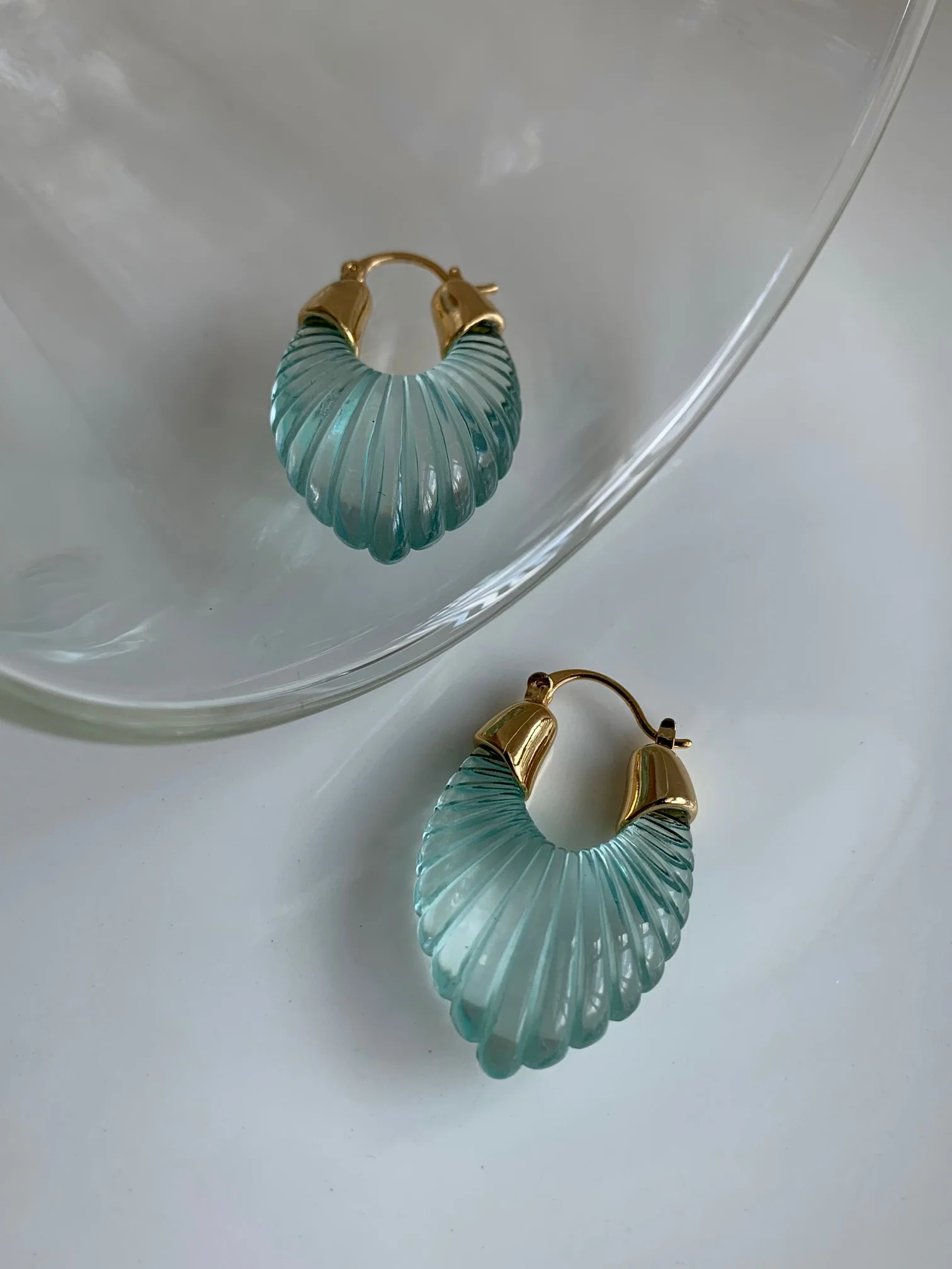 Sculptural Hoops - Aqua - Image 4