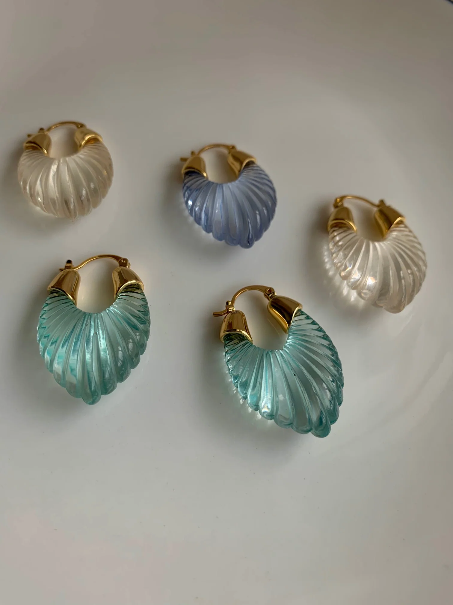 Sculptural Hoops - Aqua - Image 5