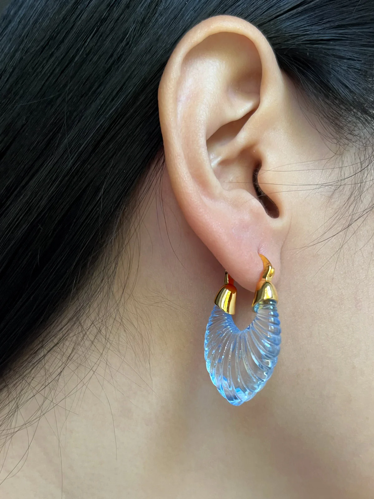 Sculptural Hoops - Cornflower Blue - Image 3