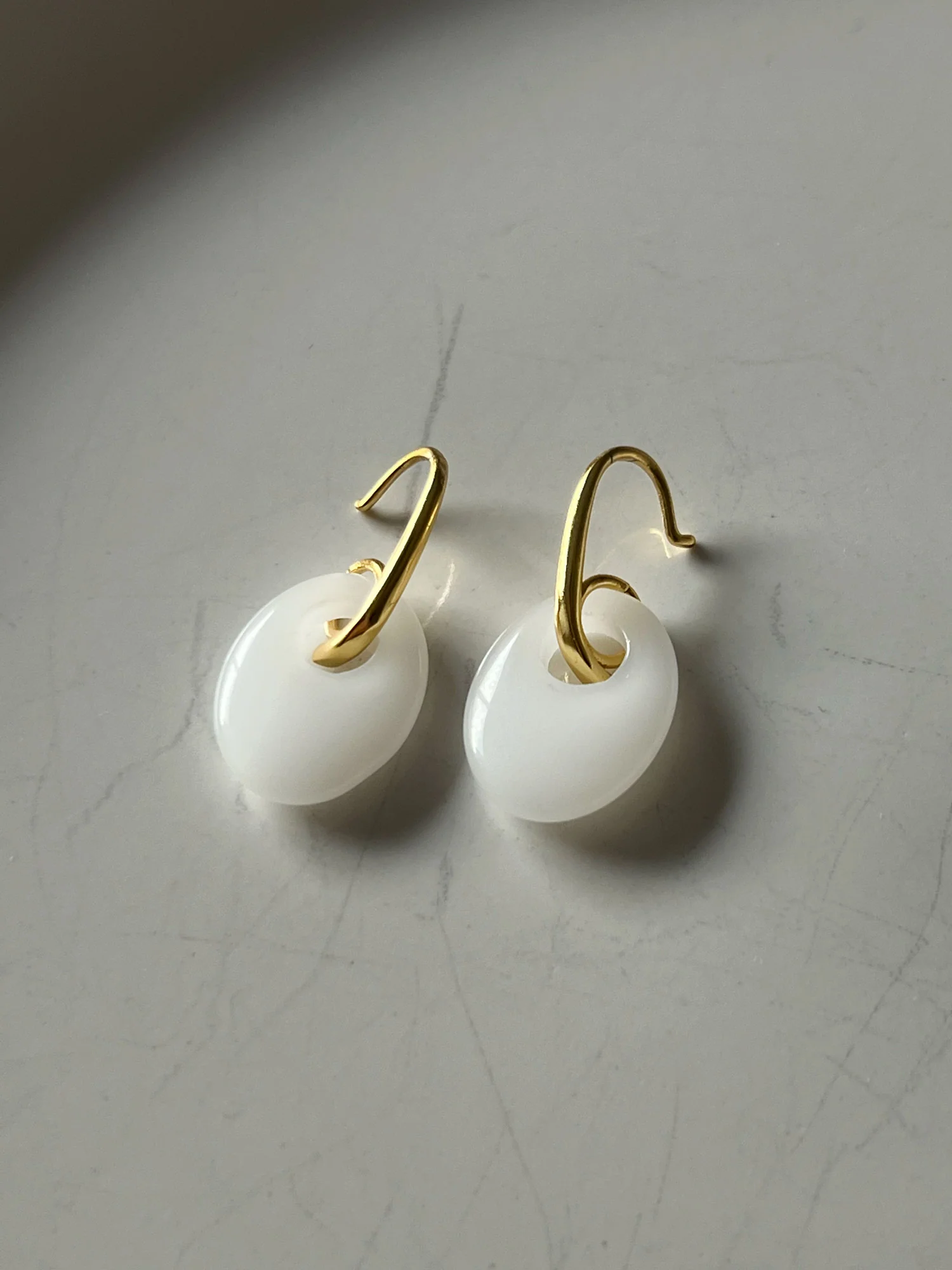 Oval Jade Pendant Earrings