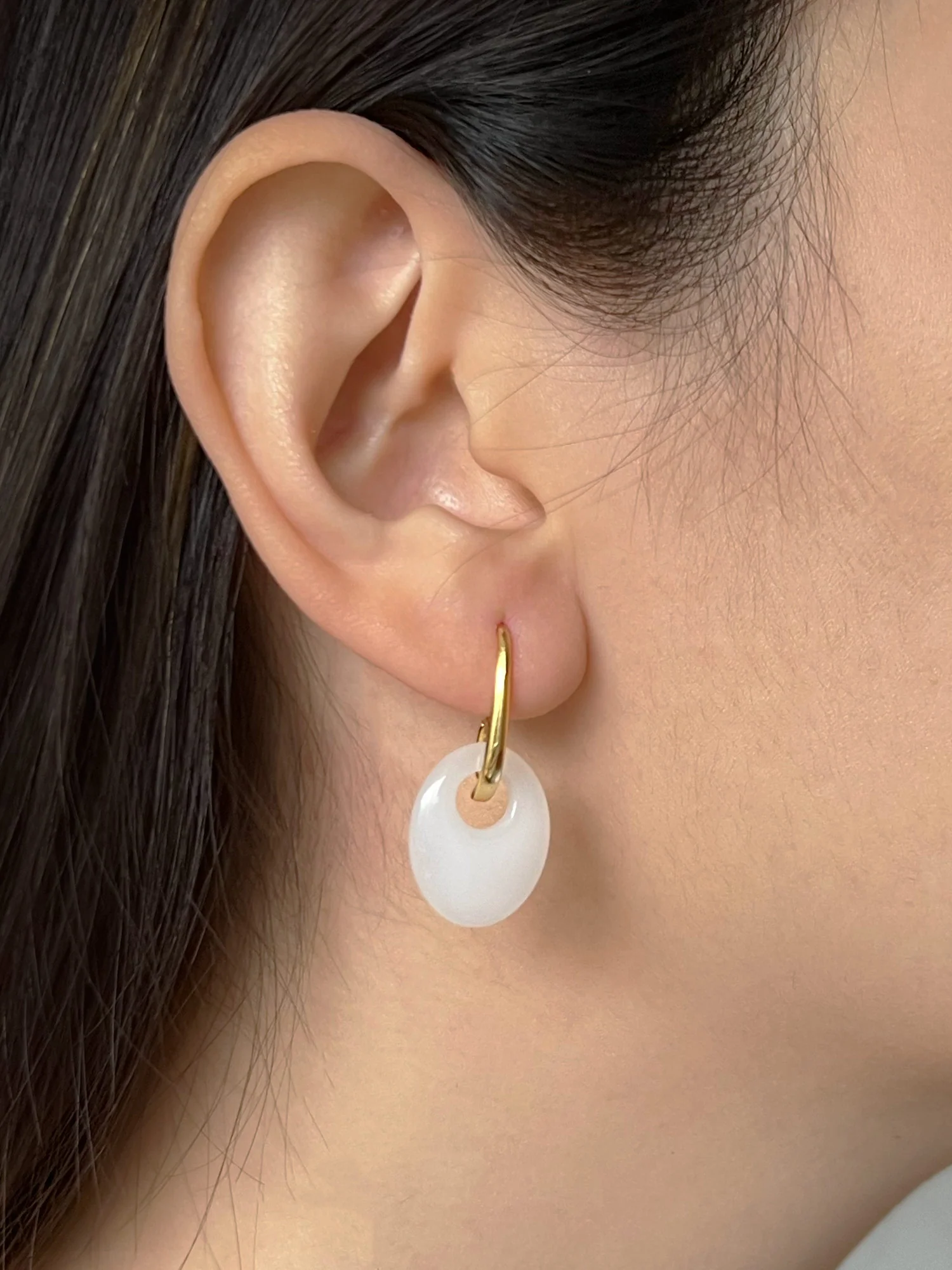 Oval Jade Pendant Earrings - Image 2