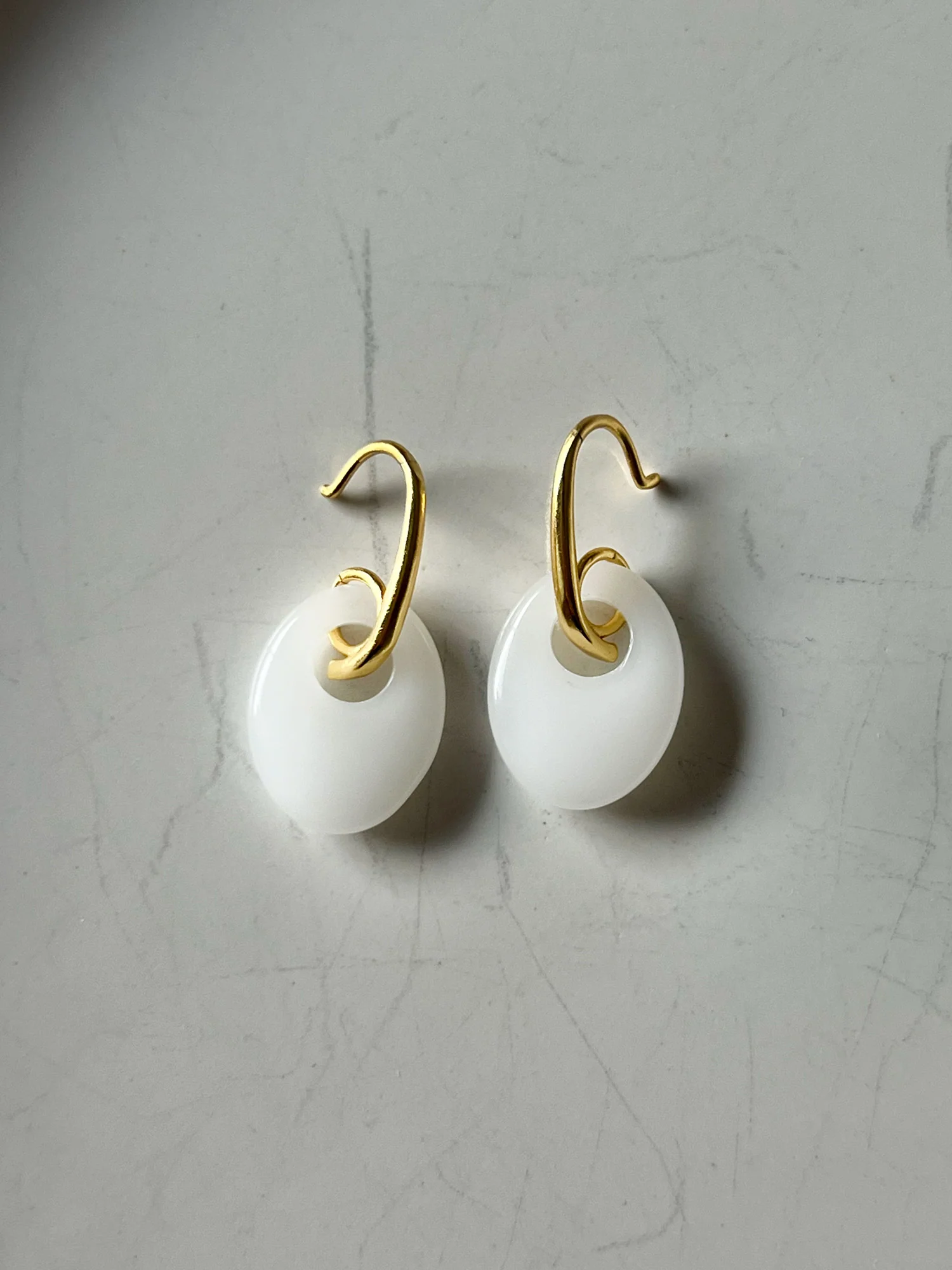 Oval Jade Pendant Earrings - Image 3