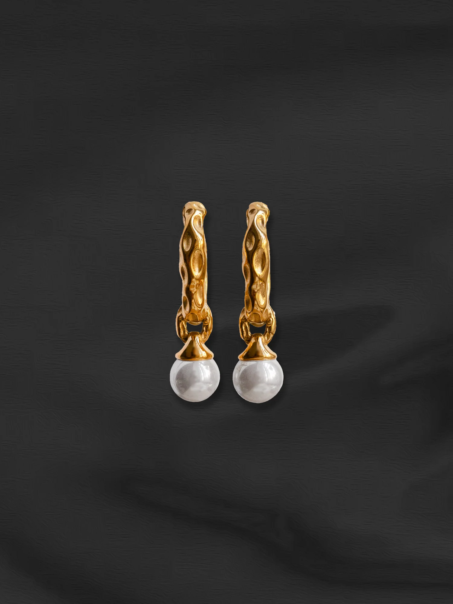 Pearl Drop Earrings - Gold - Image 3