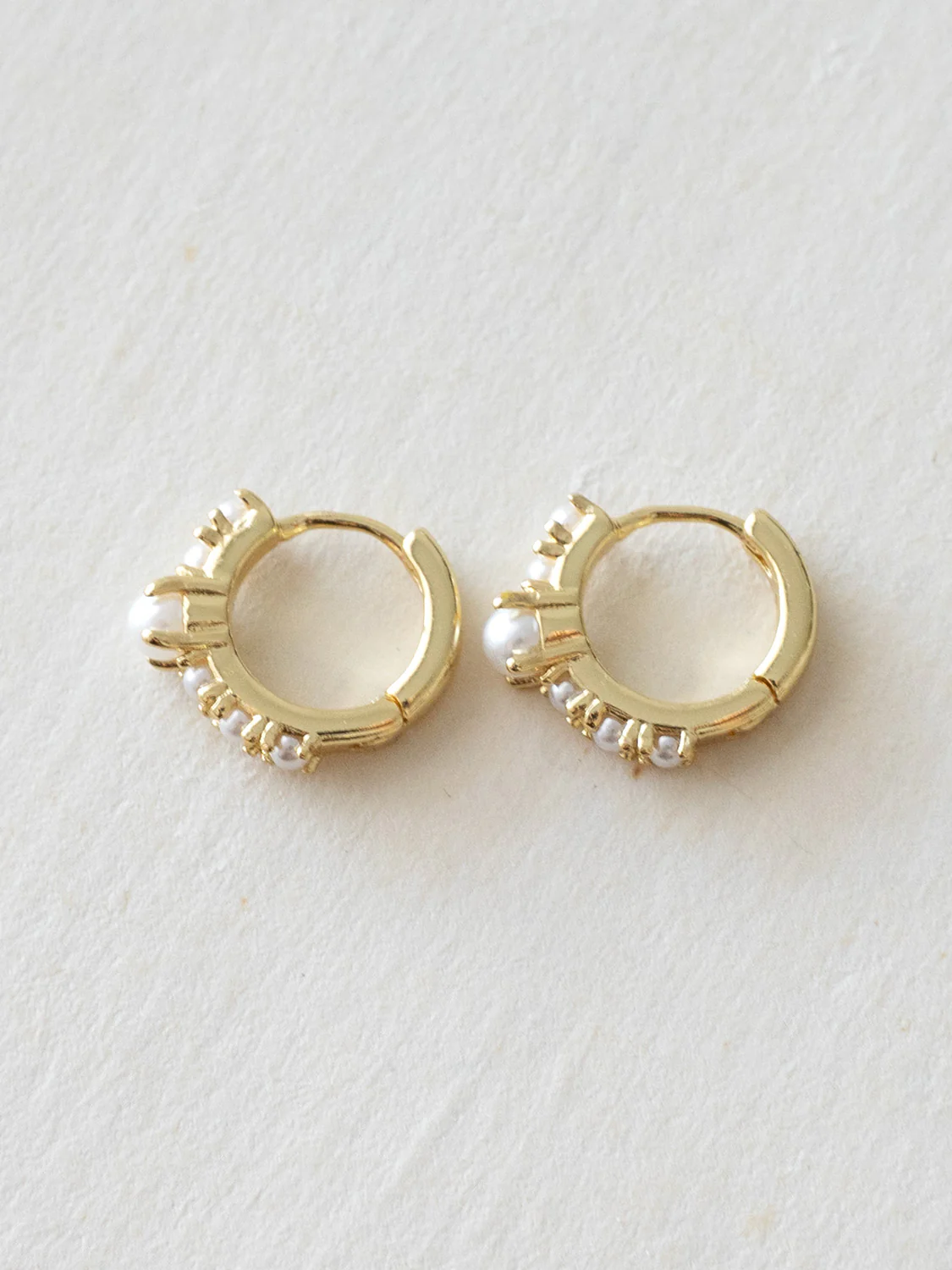 Pearl-Encrusted Huggies, S925, Gold - Image 2