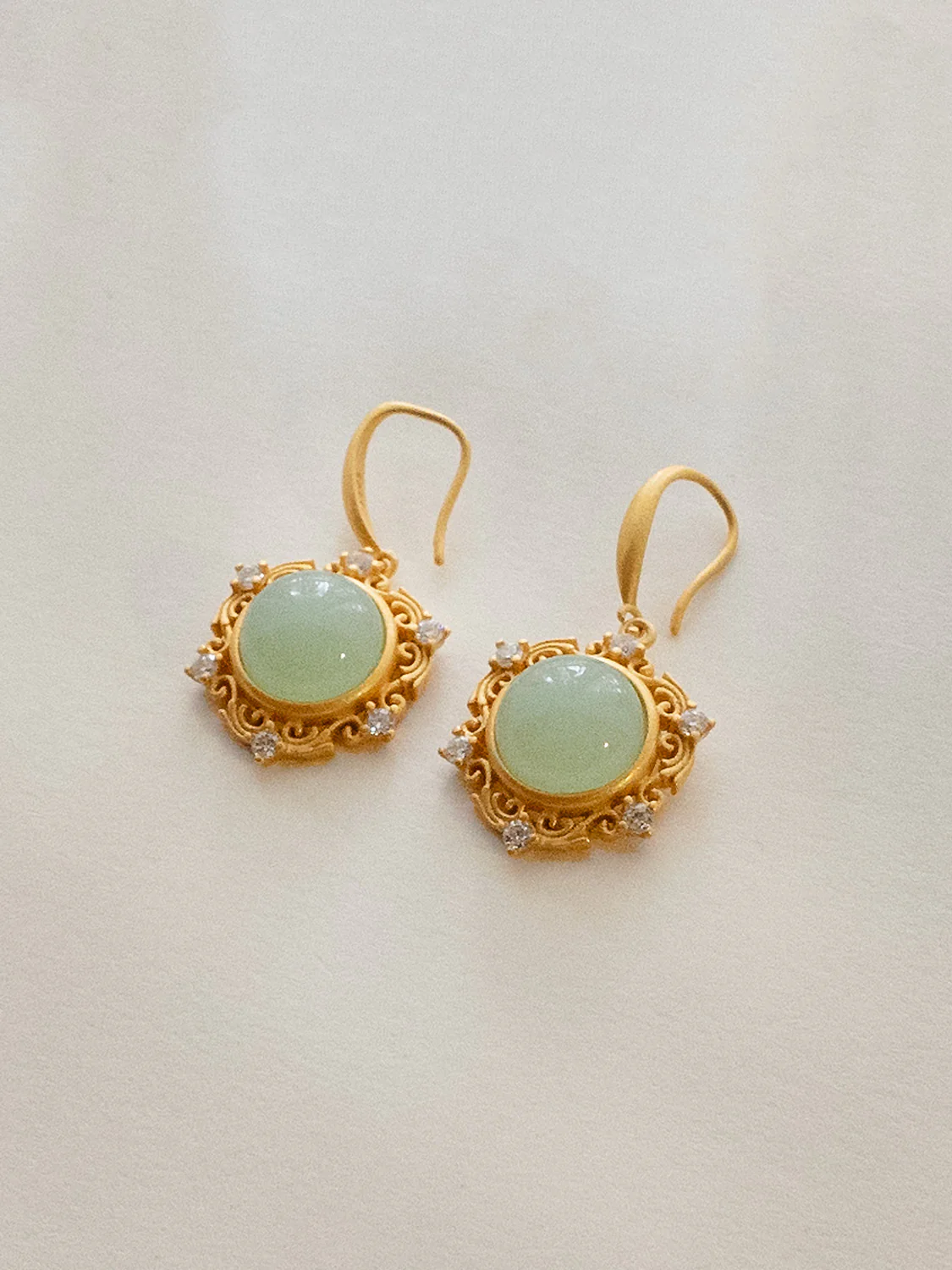Pentagonal Jade Pendant Earrings - Image 3