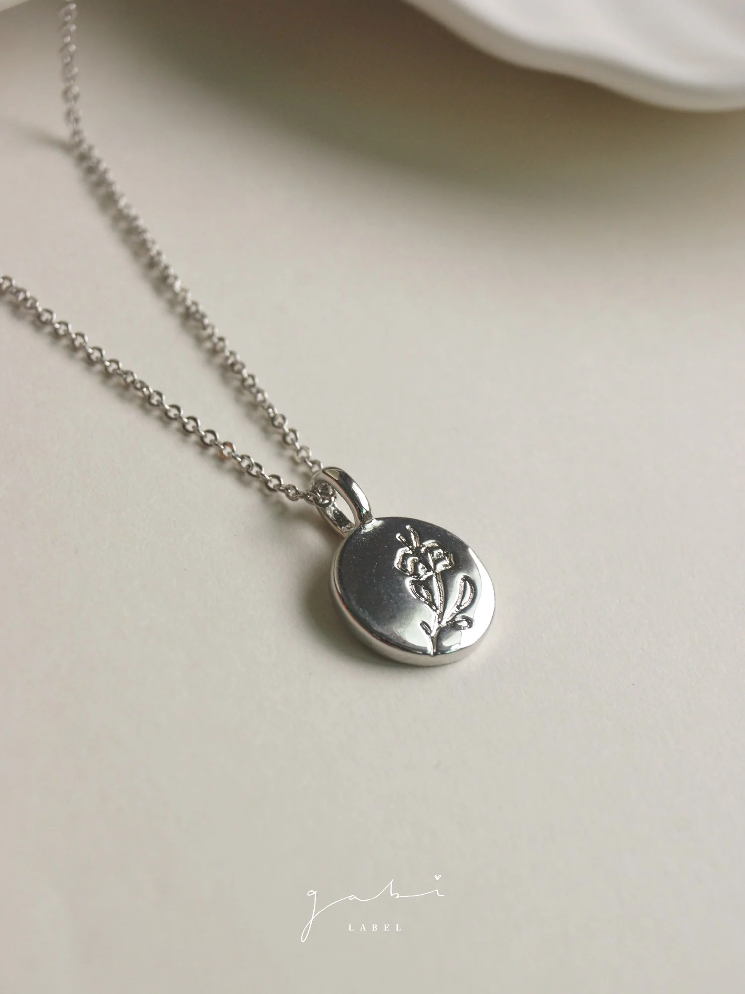 Peony Pendant Necklace - Silver - Image 3