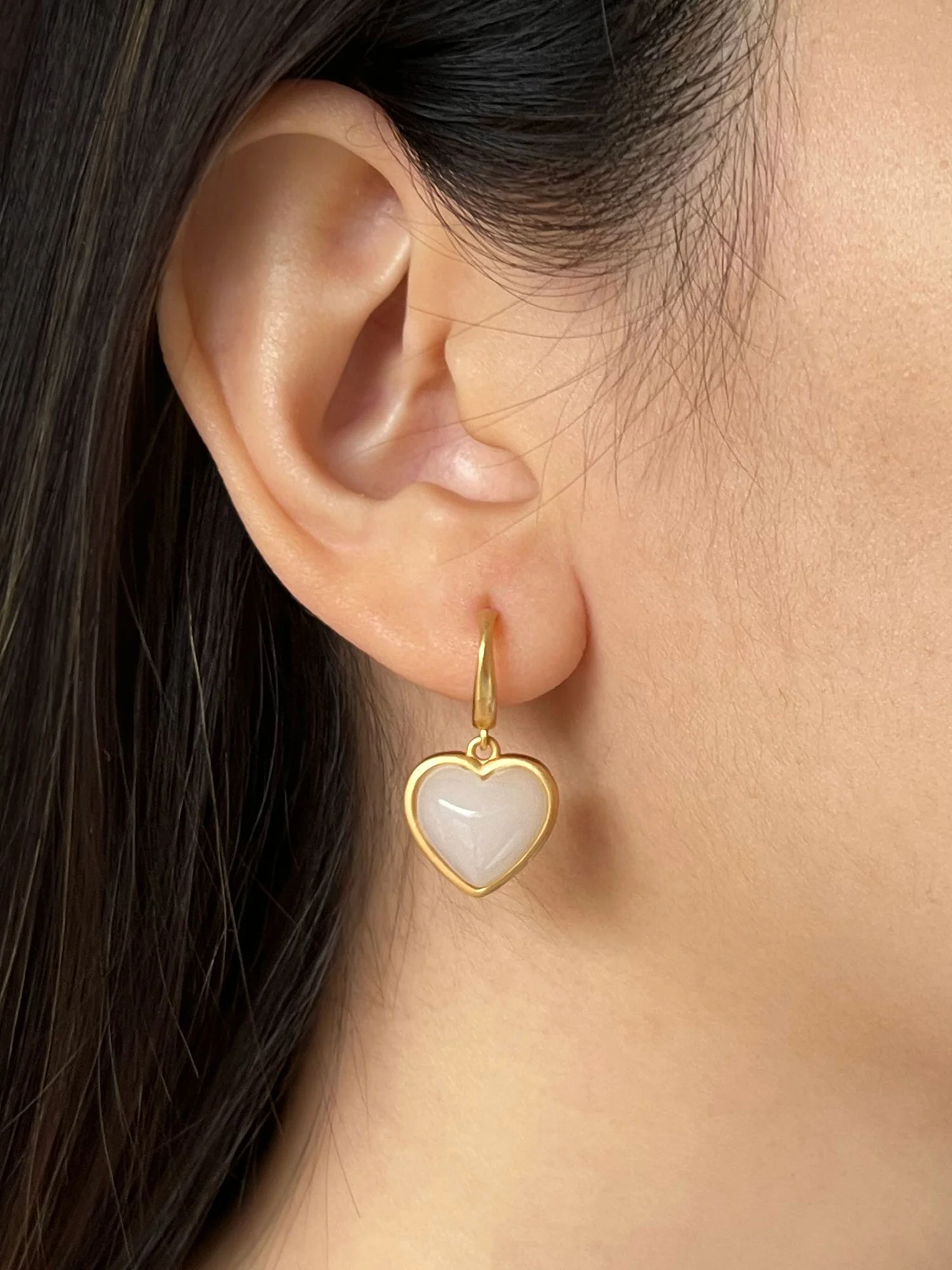 Perfect Heart Jade Hoop Earrings - Image 2