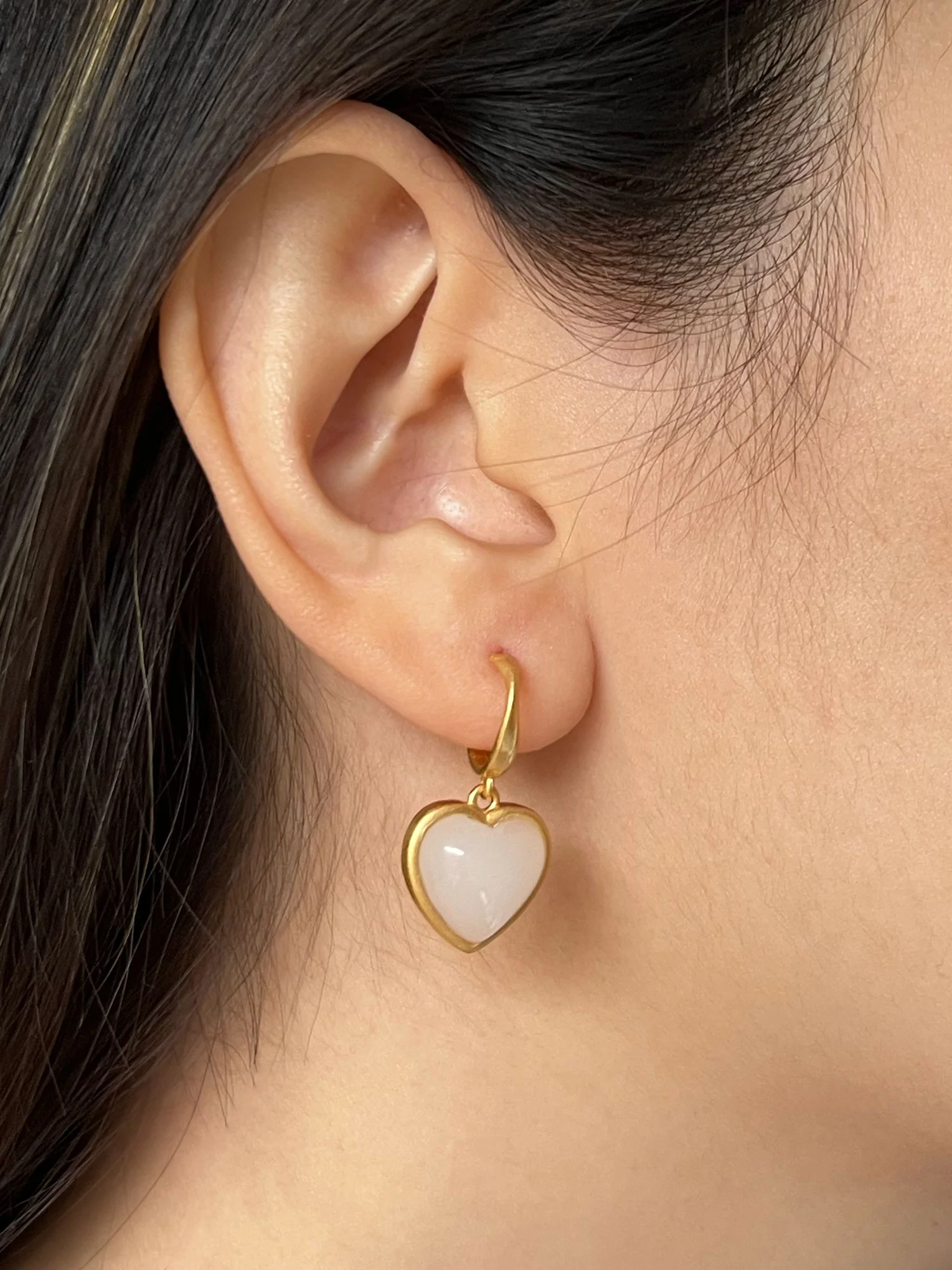 Perfect Heart Jade Hoop Earrings - Image 4
