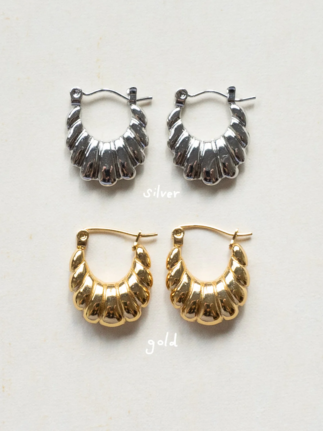 Petal Hoops - Stainless Steel, Gold - Image 4
