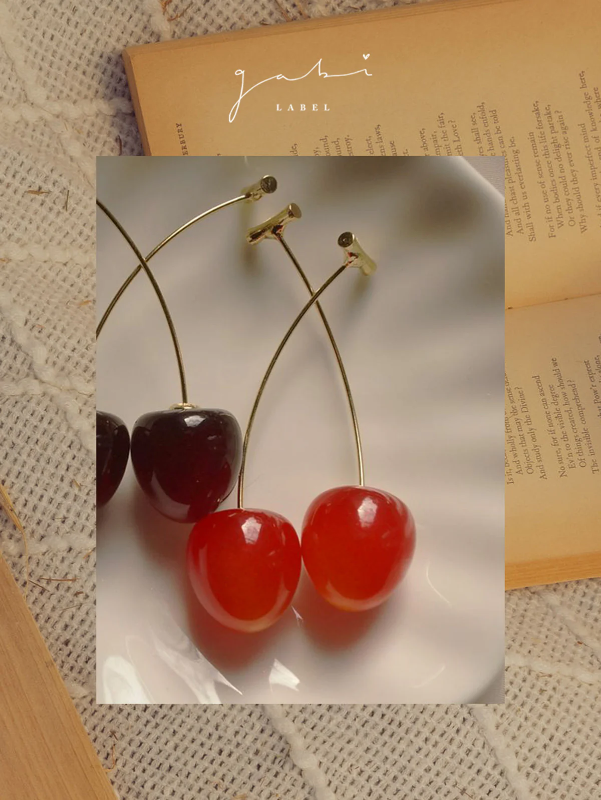 Petit Cher (Cherry) Earrings *Gold-plated stems - Image 4