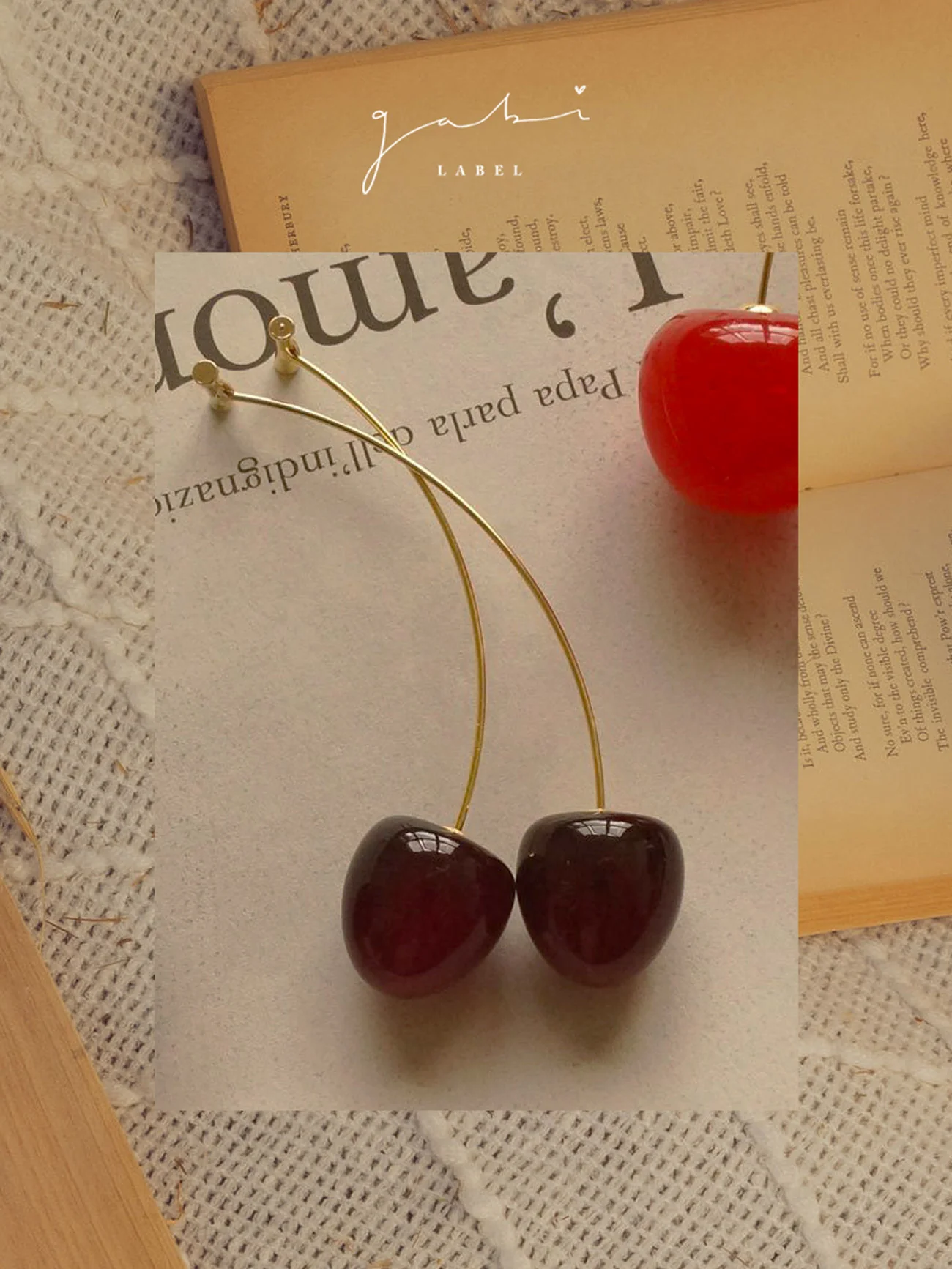 Petit Cherié (Cherry) Earrings *Gold-plated stems - Image 6