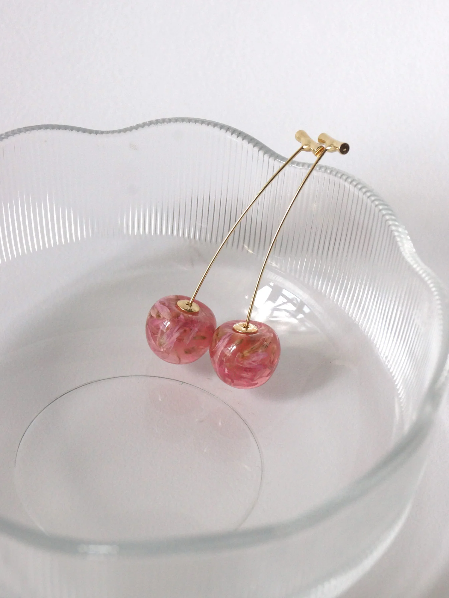 Petit MIKA Floral Cherry Earrings - Pink *Gold-plated stems - Image 3