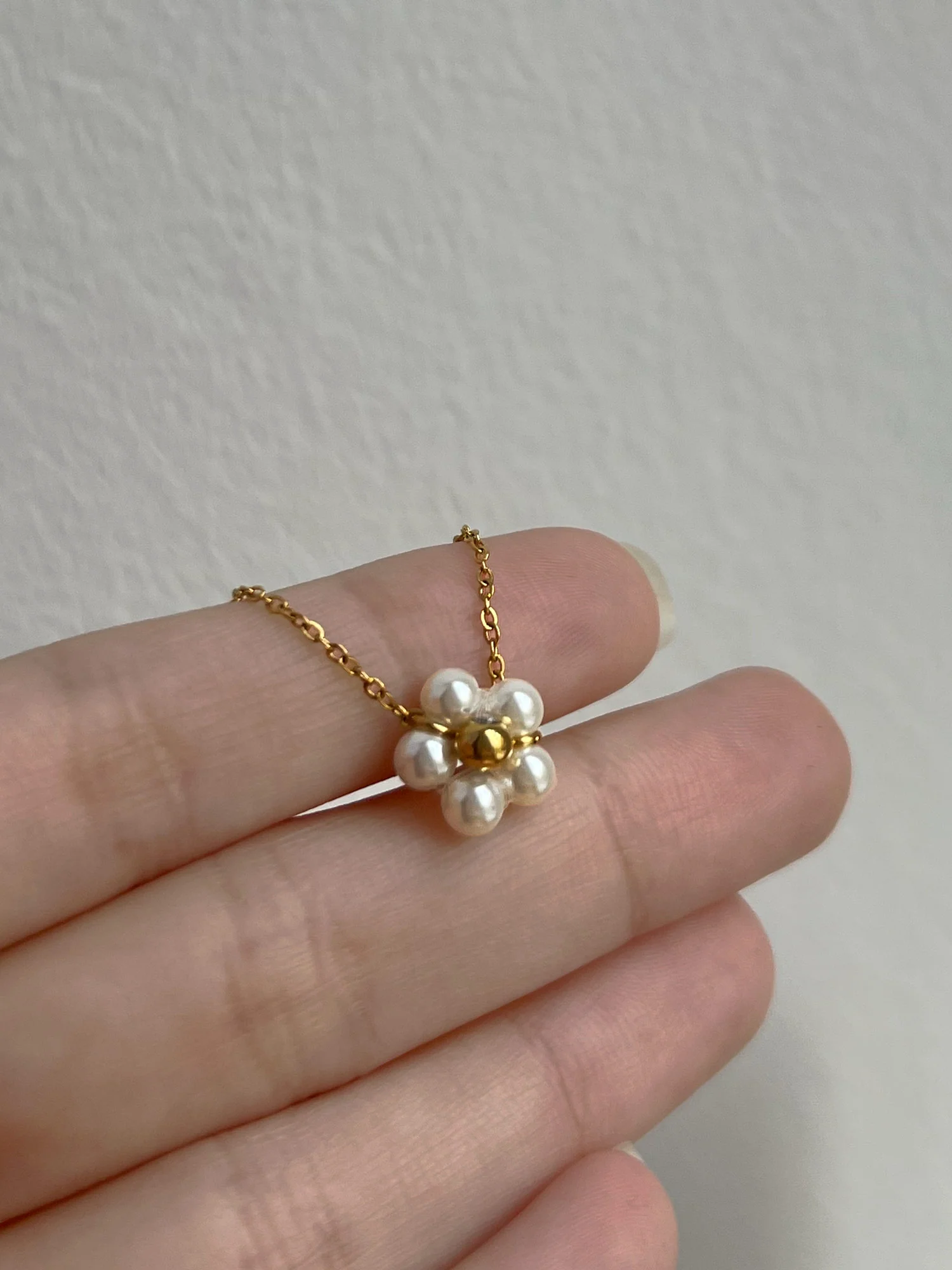 Petite Beaded Little Flower Necklace - Image 3