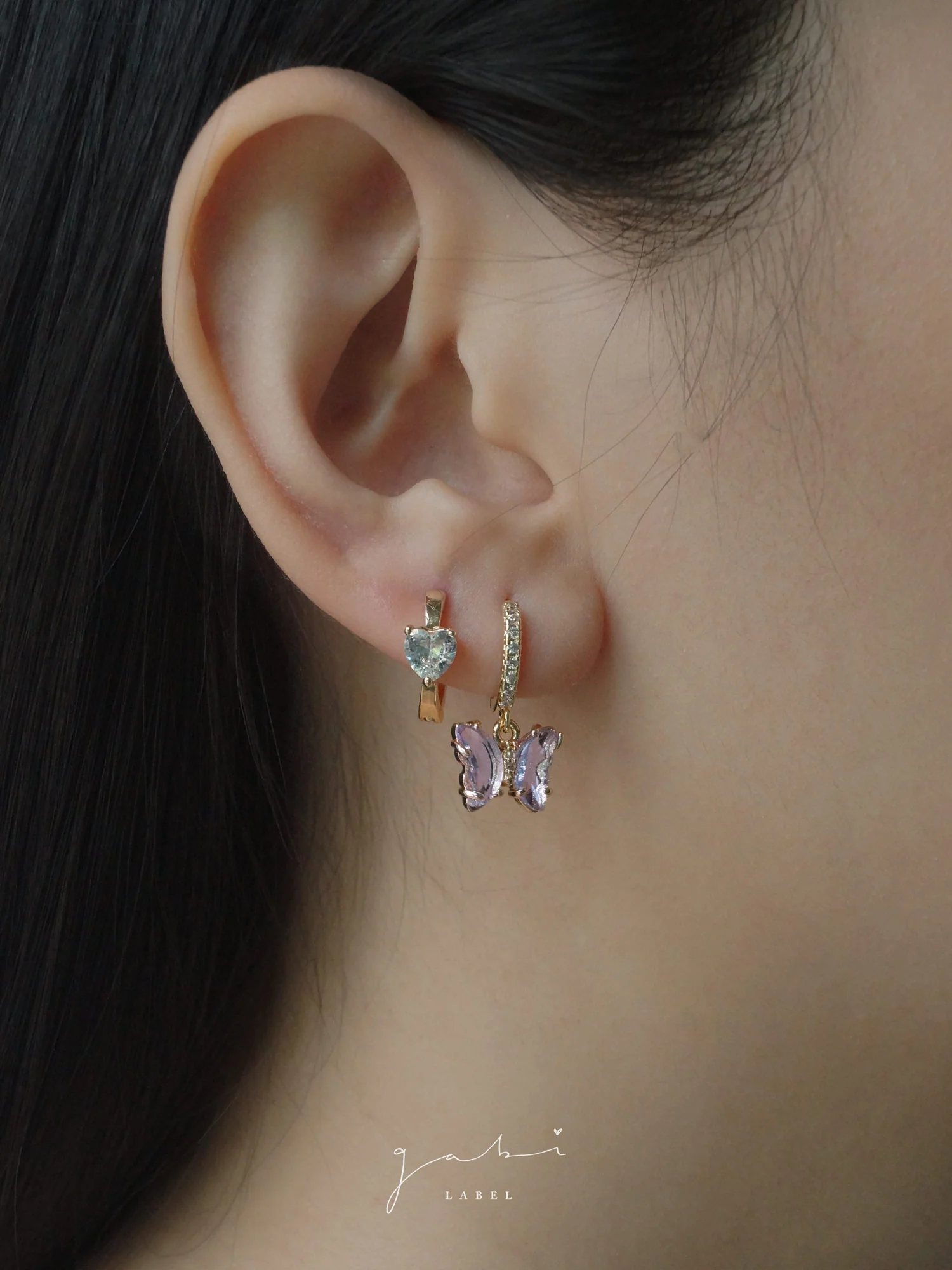 Petite Butterfly Huggies - Lilac *14K Gold-plated - Image 4