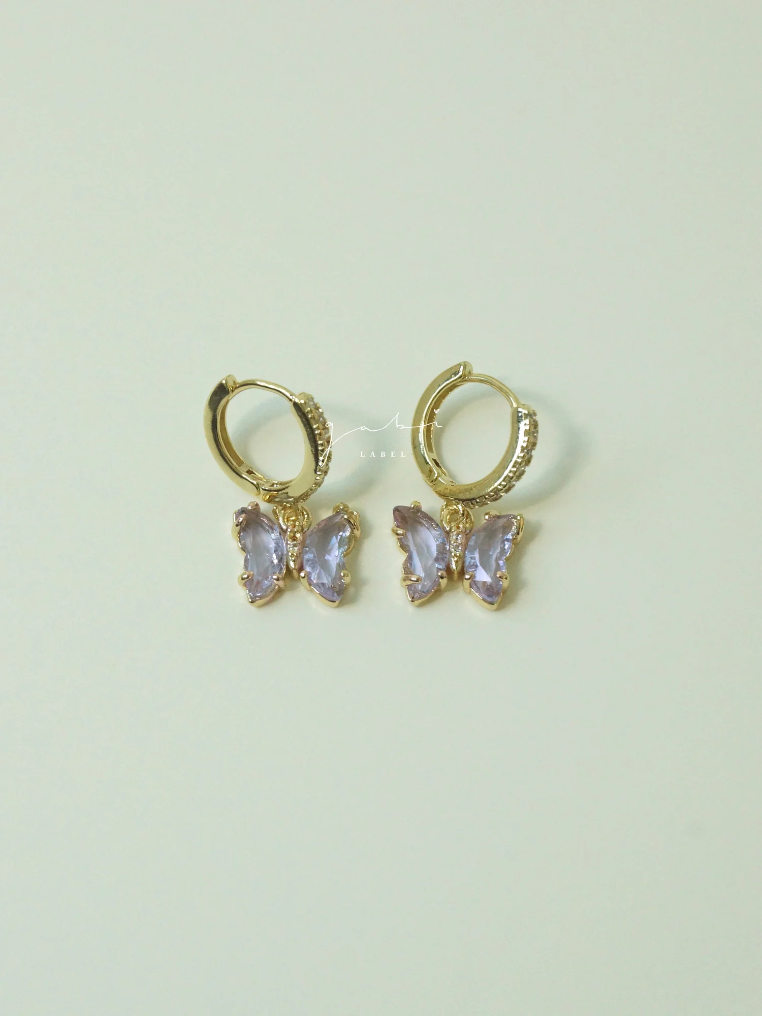 Petite Butterfly Huggies - Lilac *14K Gold-plated - Image 5