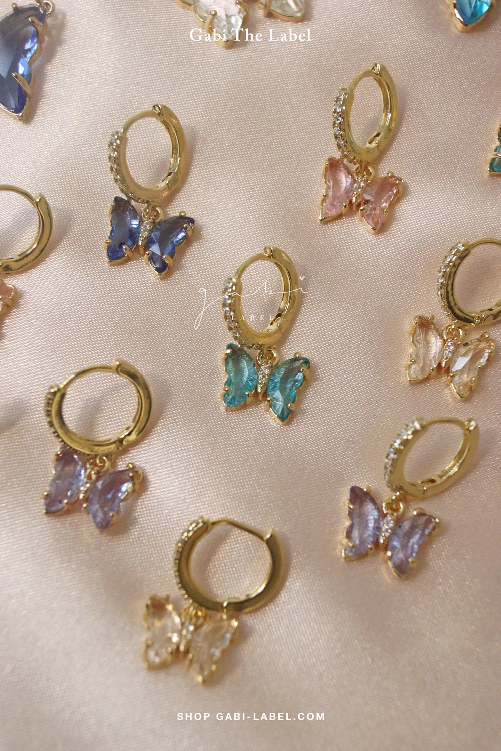 Petite Butterfly Huggies - Pink *14K Gold-plated - Image 6