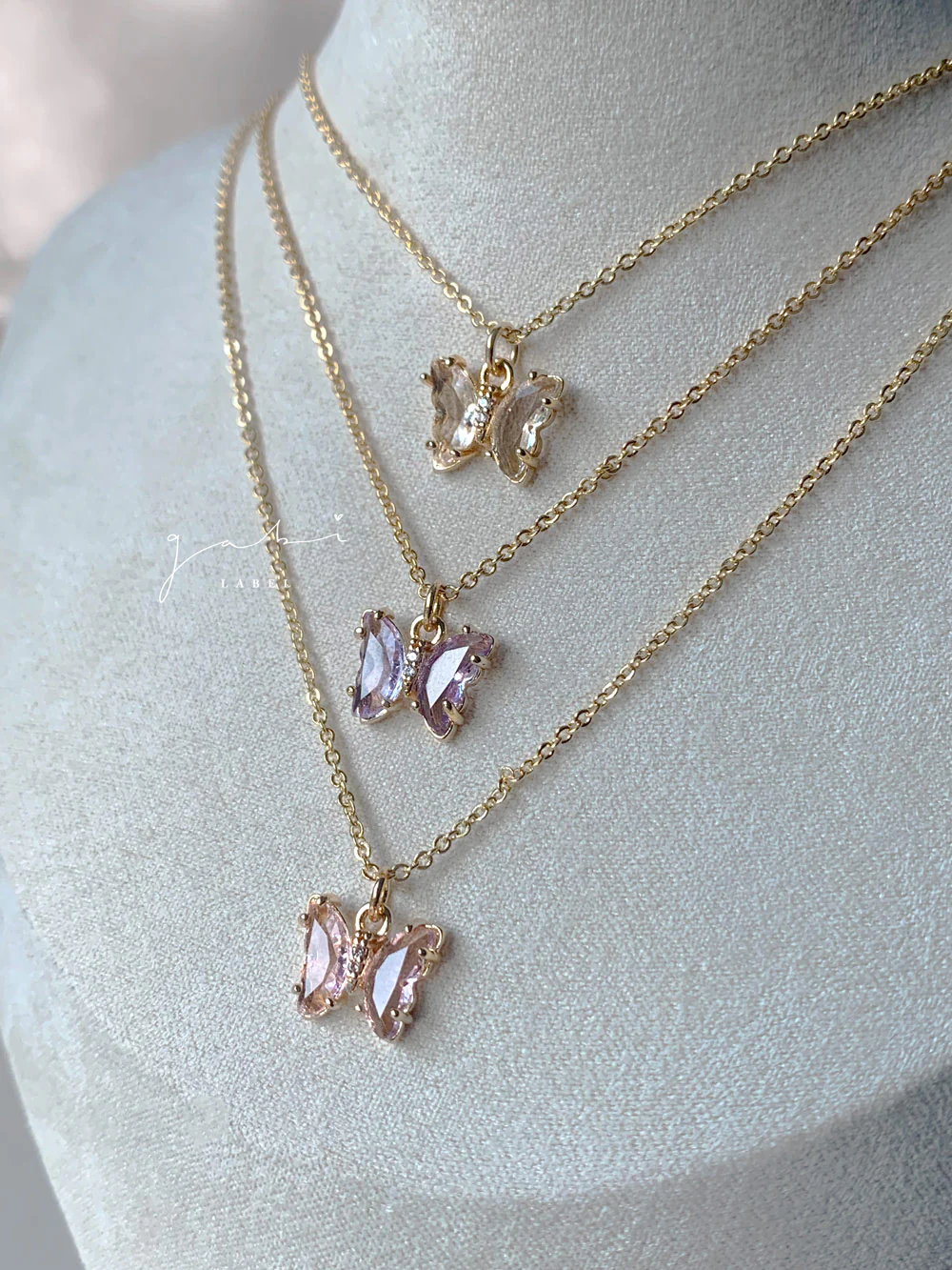 Petite Butterfly Necklace - Clear - Image 2