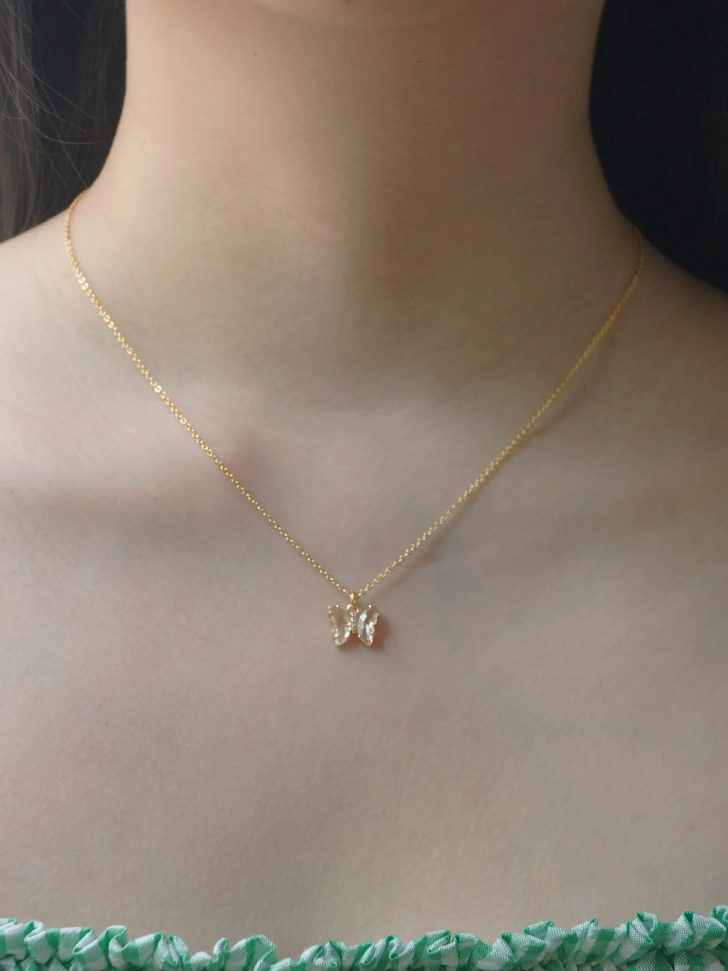 Petite Butterfly Necklace - Clear - Image 3