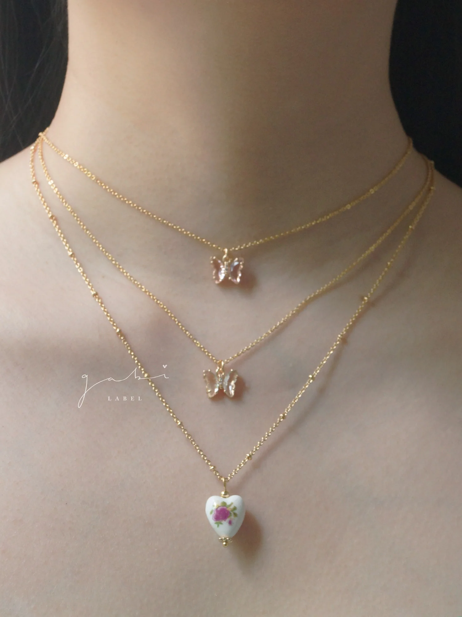Petite Butterfly Necklace - Clear - Image 4
