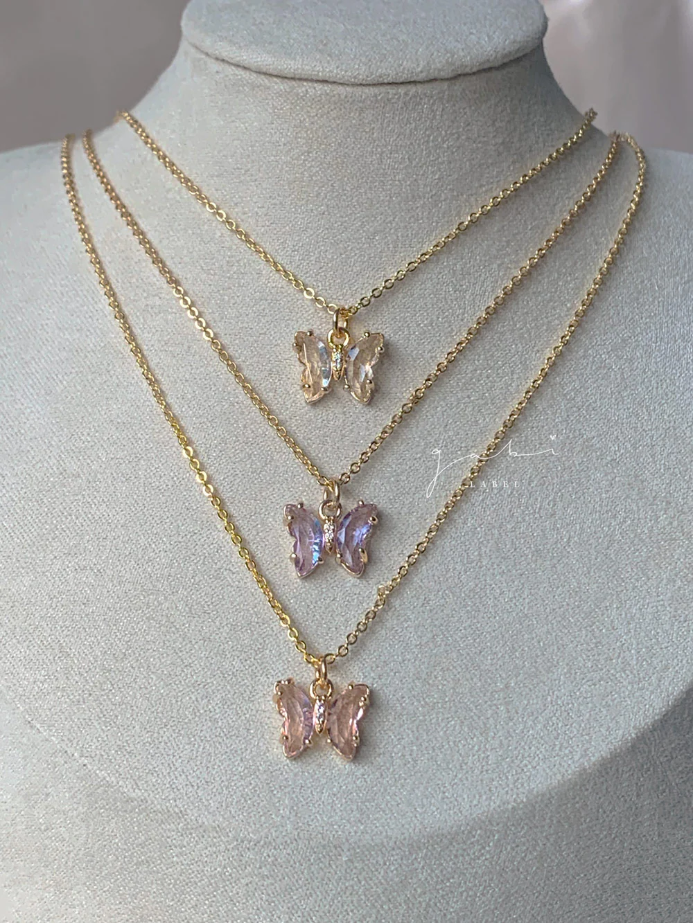 Petite Butterfly Necklace - Pink - Image 5