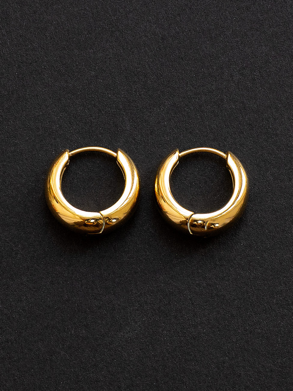 Petite Chunky Hoops, Stainless Steel - Gold - Image 3