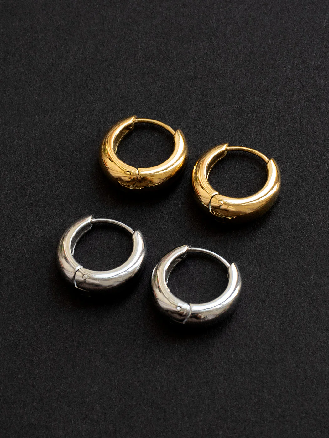 Petite Chunky Hoops, Stainless Steel - Silver - Image 3