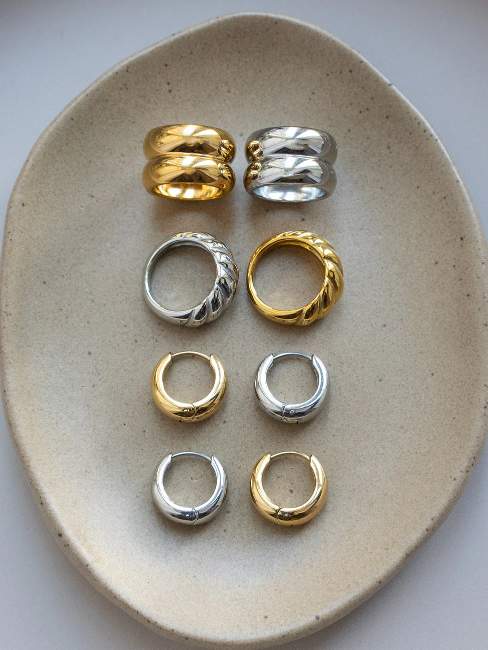 Petite Chunky Hoops, Stainless Steel - Silver - Image 4