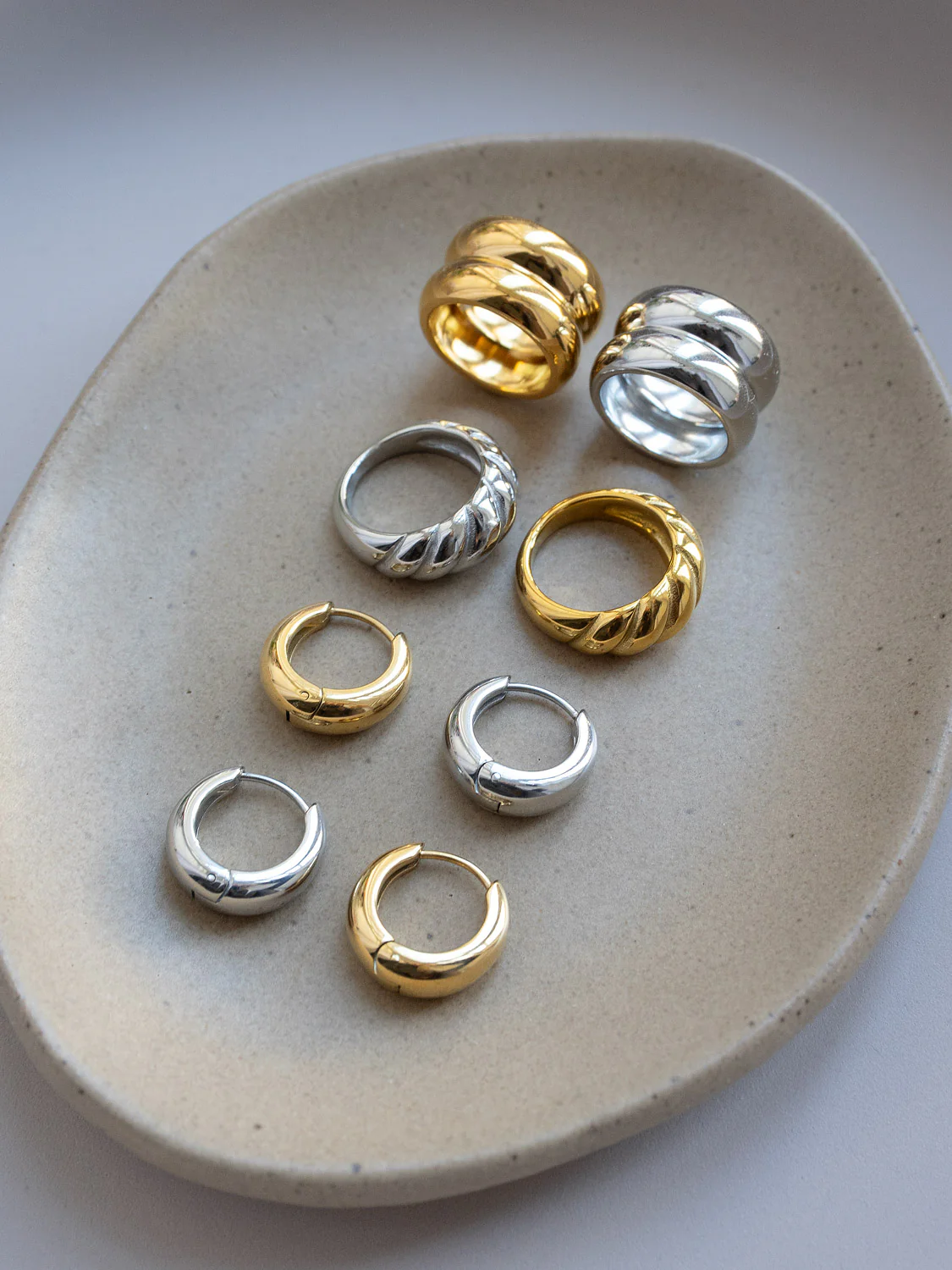 Petite Chunky Hoops, Stainless Steel - Silver - Image 5