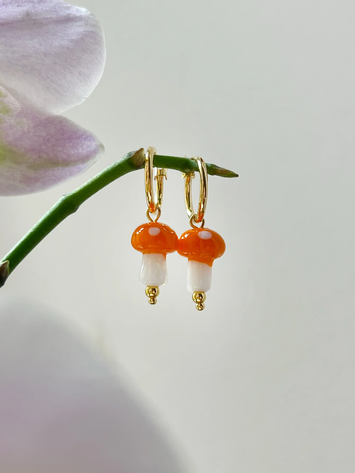 Petite Mushroom Hoops - Orange - Image 3