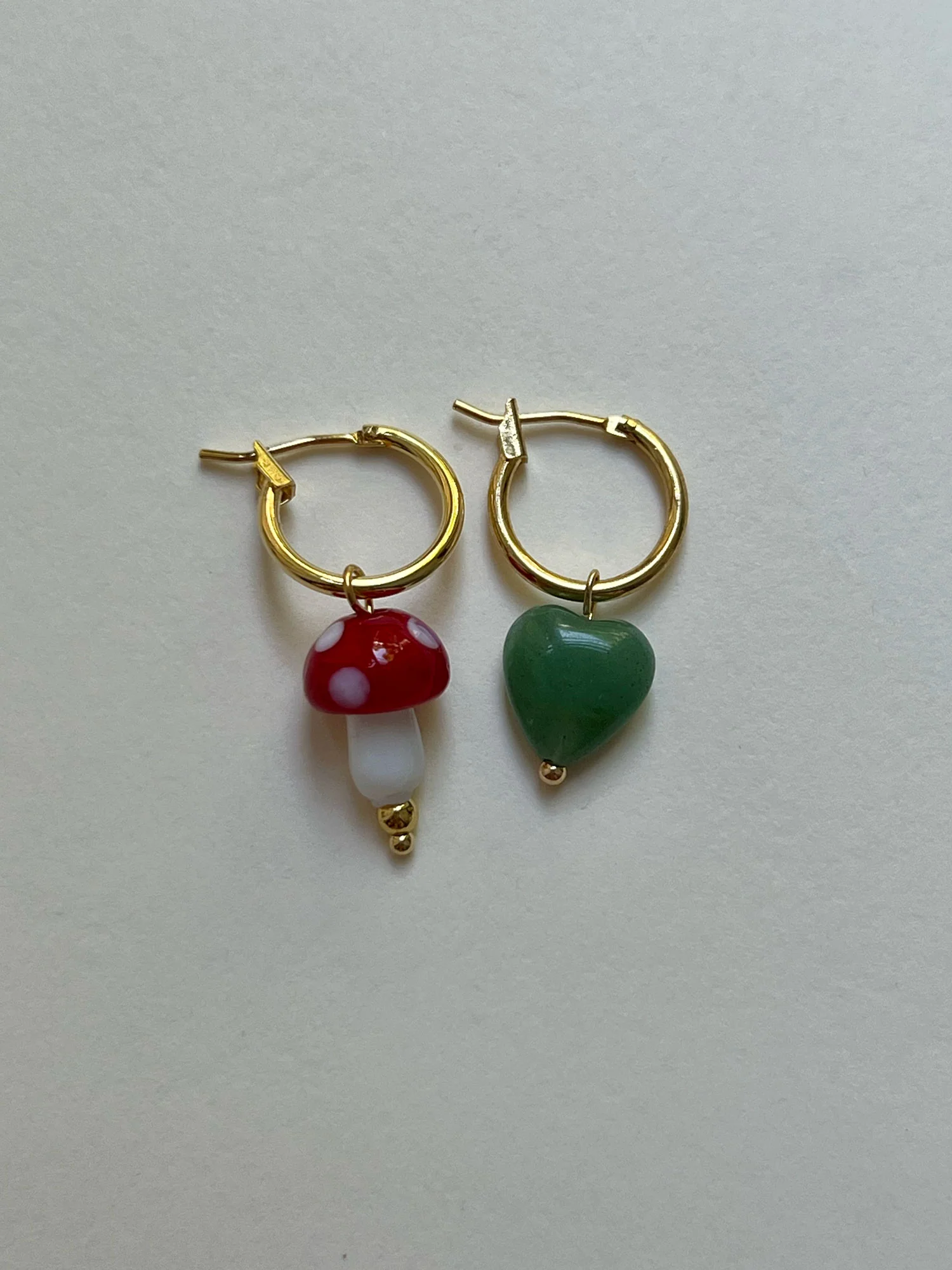 Petite Mushroom Mismatch Hoops - Red - Image 5
