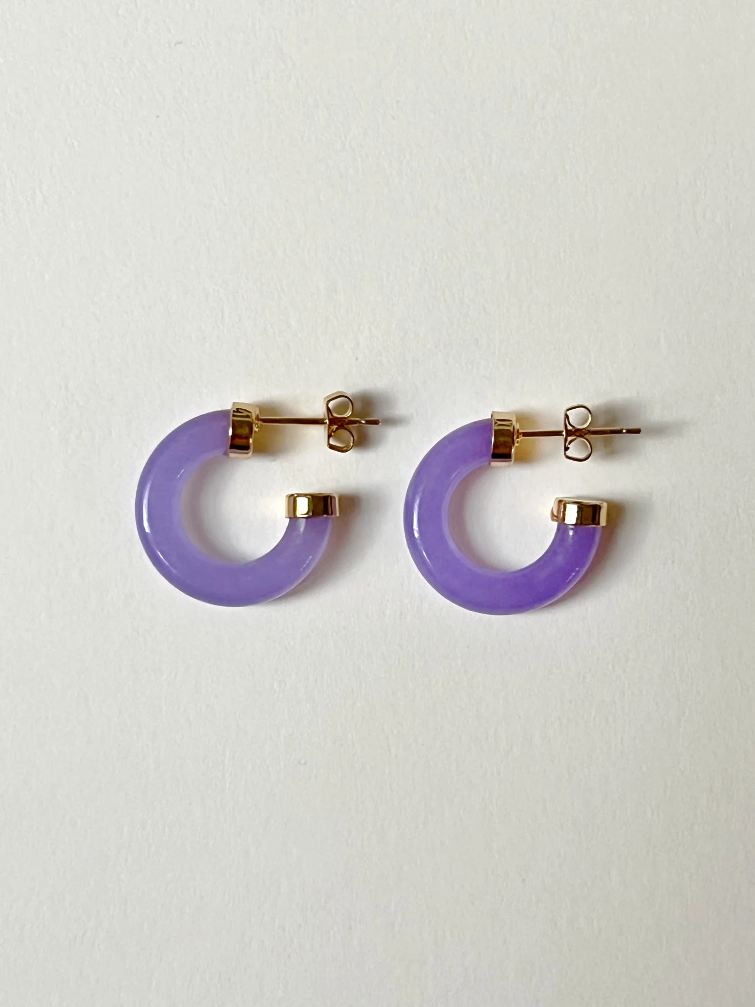 Petite Purple Jade Hoops (Gold tone) - Image 4