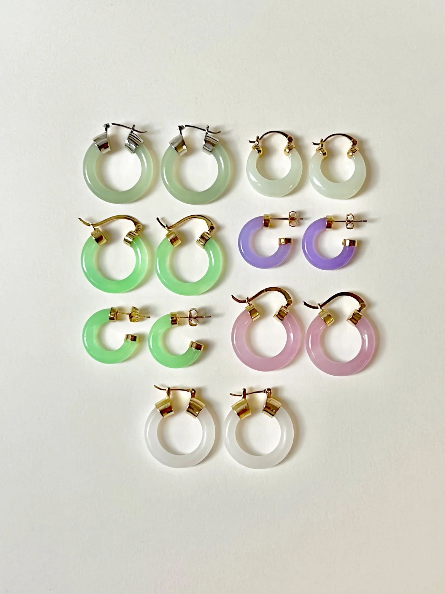 Petite Purple Jade Hoops (Gold tone) - Image 6