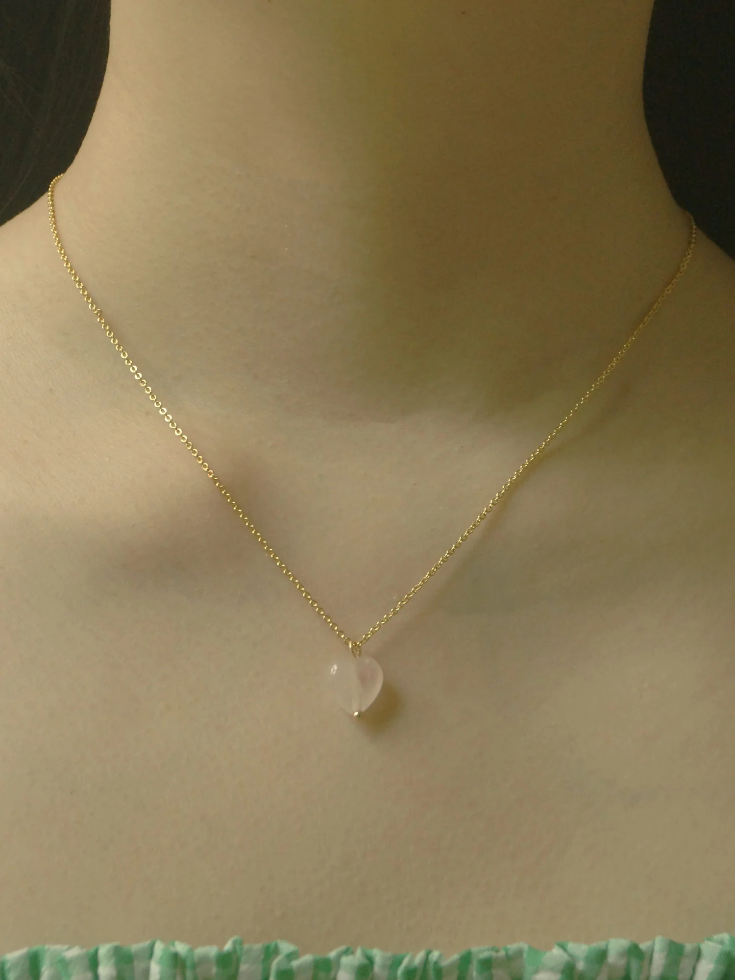 Petite Rose Quartz Heart Necklace - Image 3