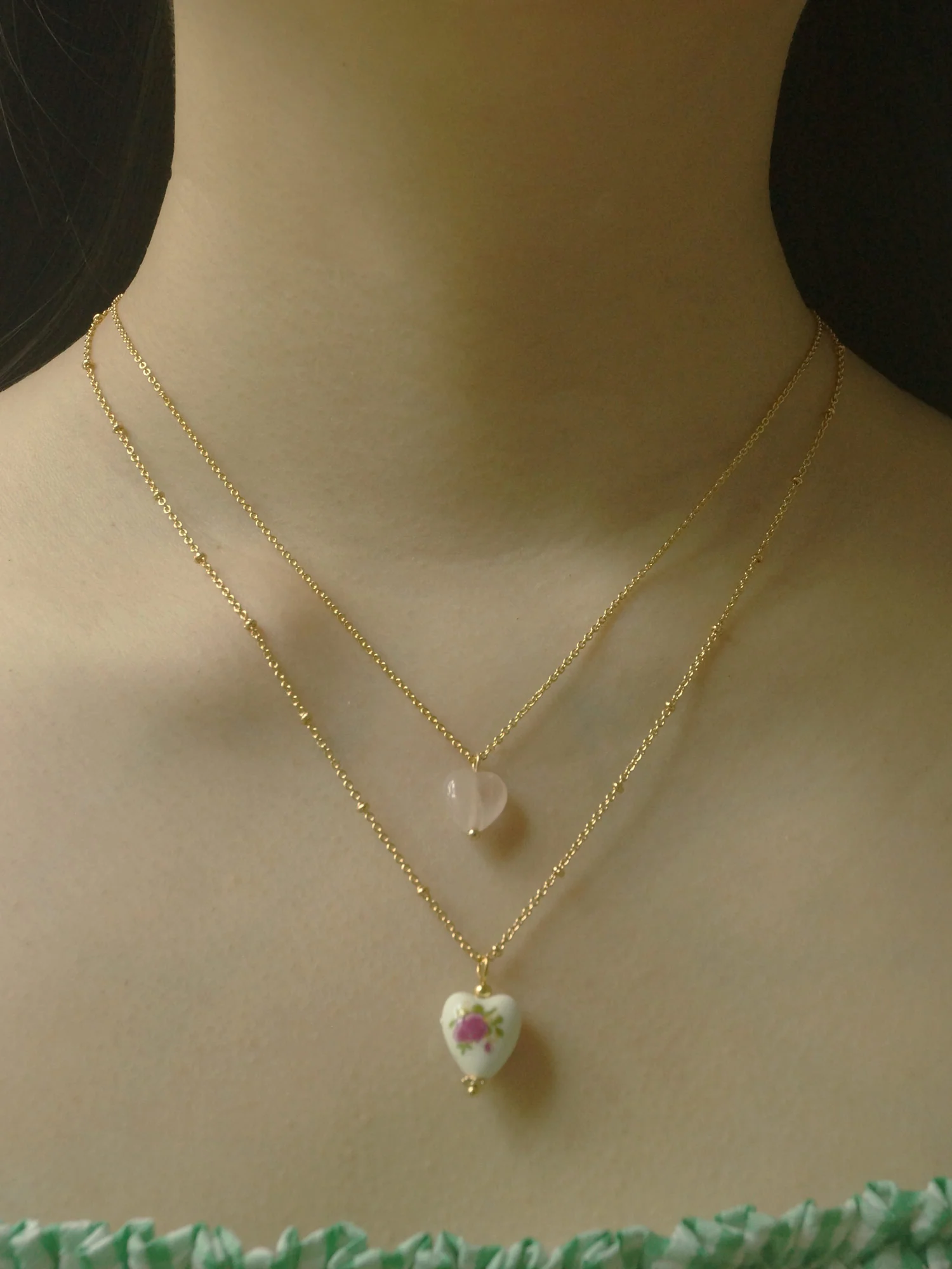 Petite Rose Quartz Heart Necklace - Image 4