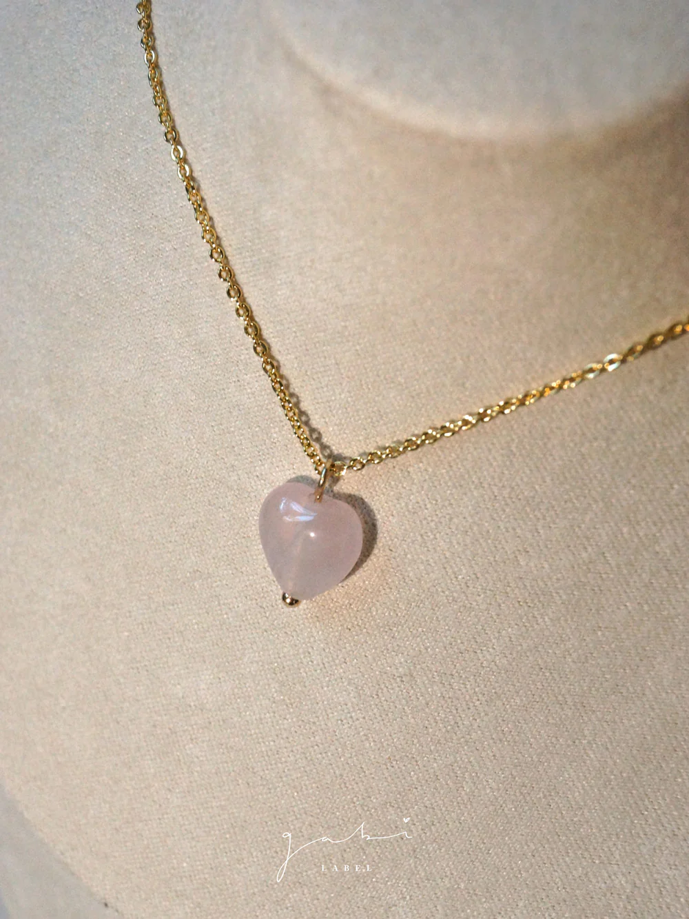 Petite Rose Quartz Heart Necklace - Image 5