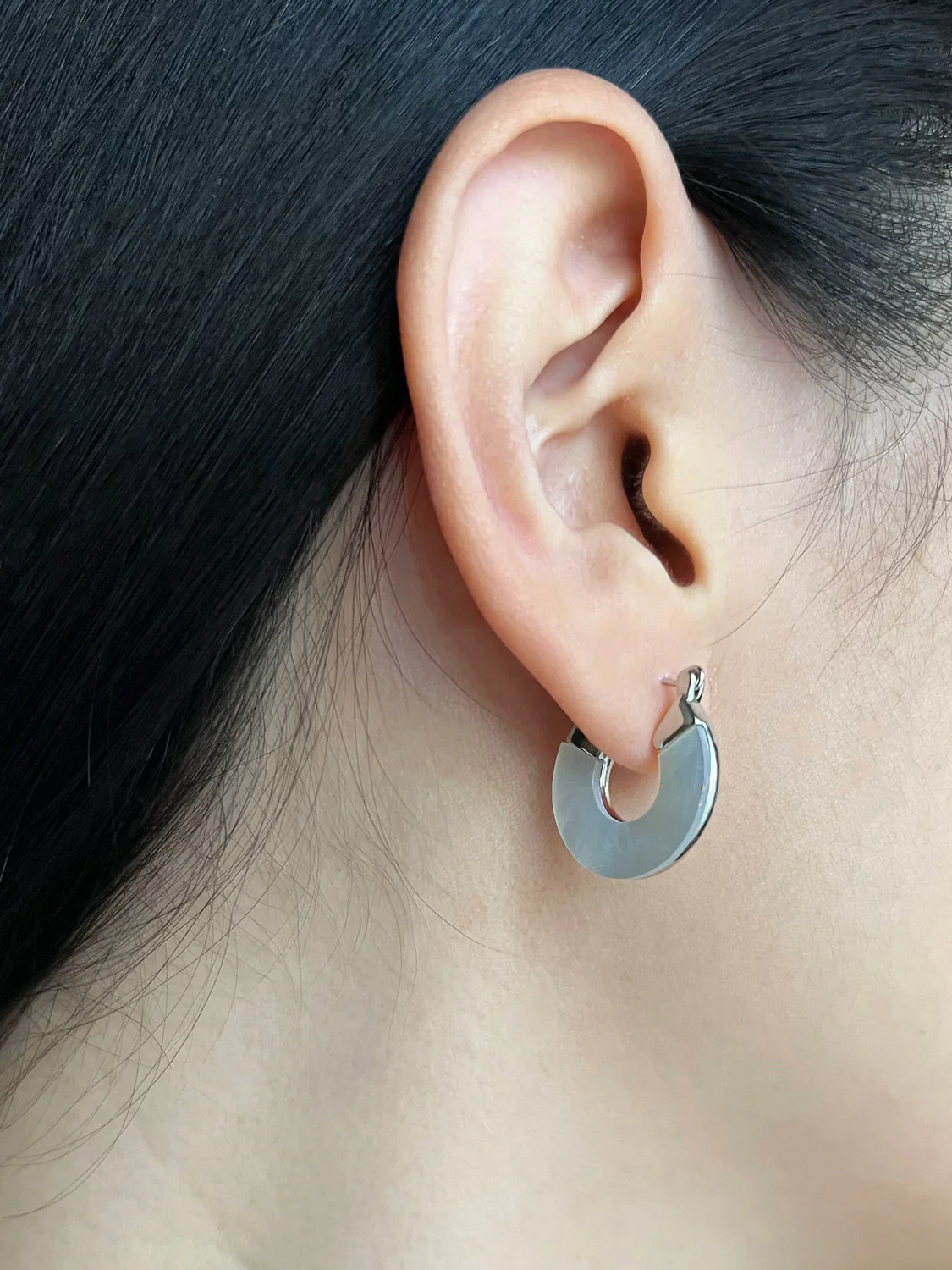 Petite Shell Hoops - Silver - Image 2