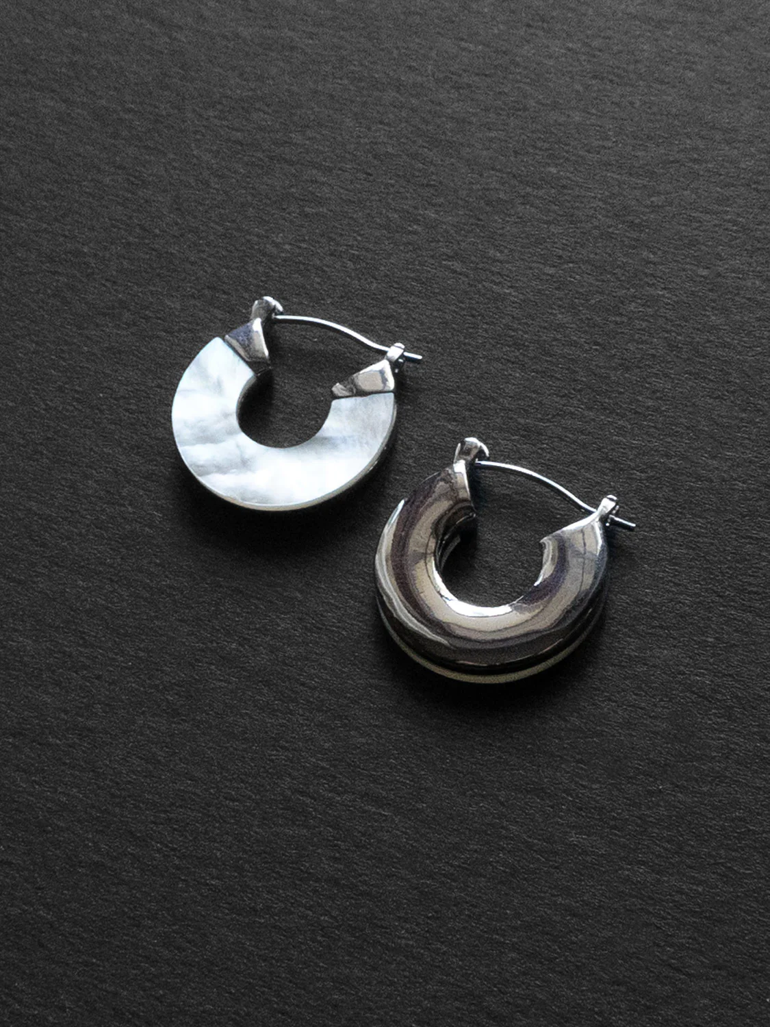 Petite Shell Hoops - Silver - Image 3