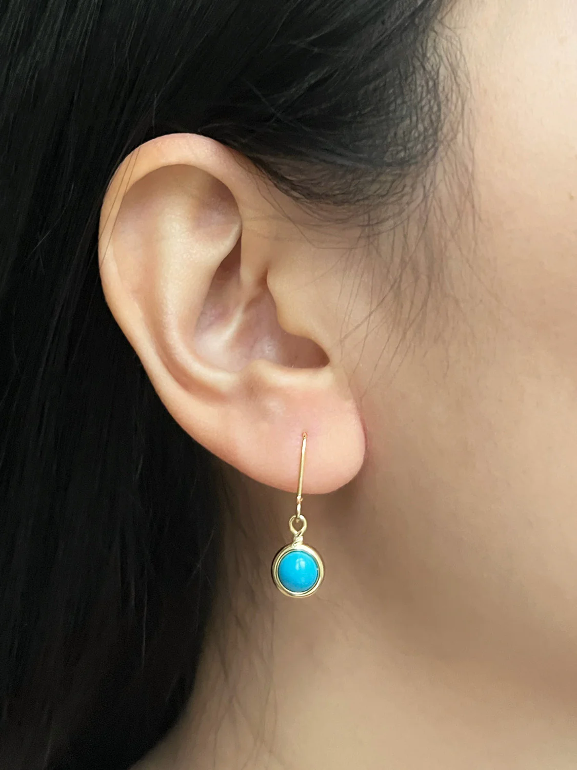 Petite Turquoise Stone Pendant Earrings - Image 2