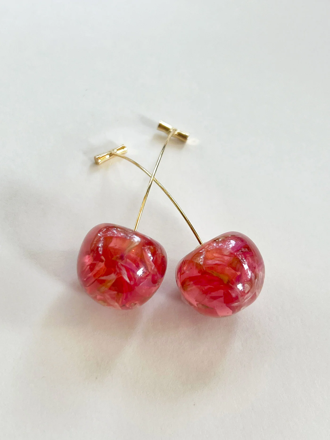 Pink Floral Champagne Cherry Earrings - Image 3