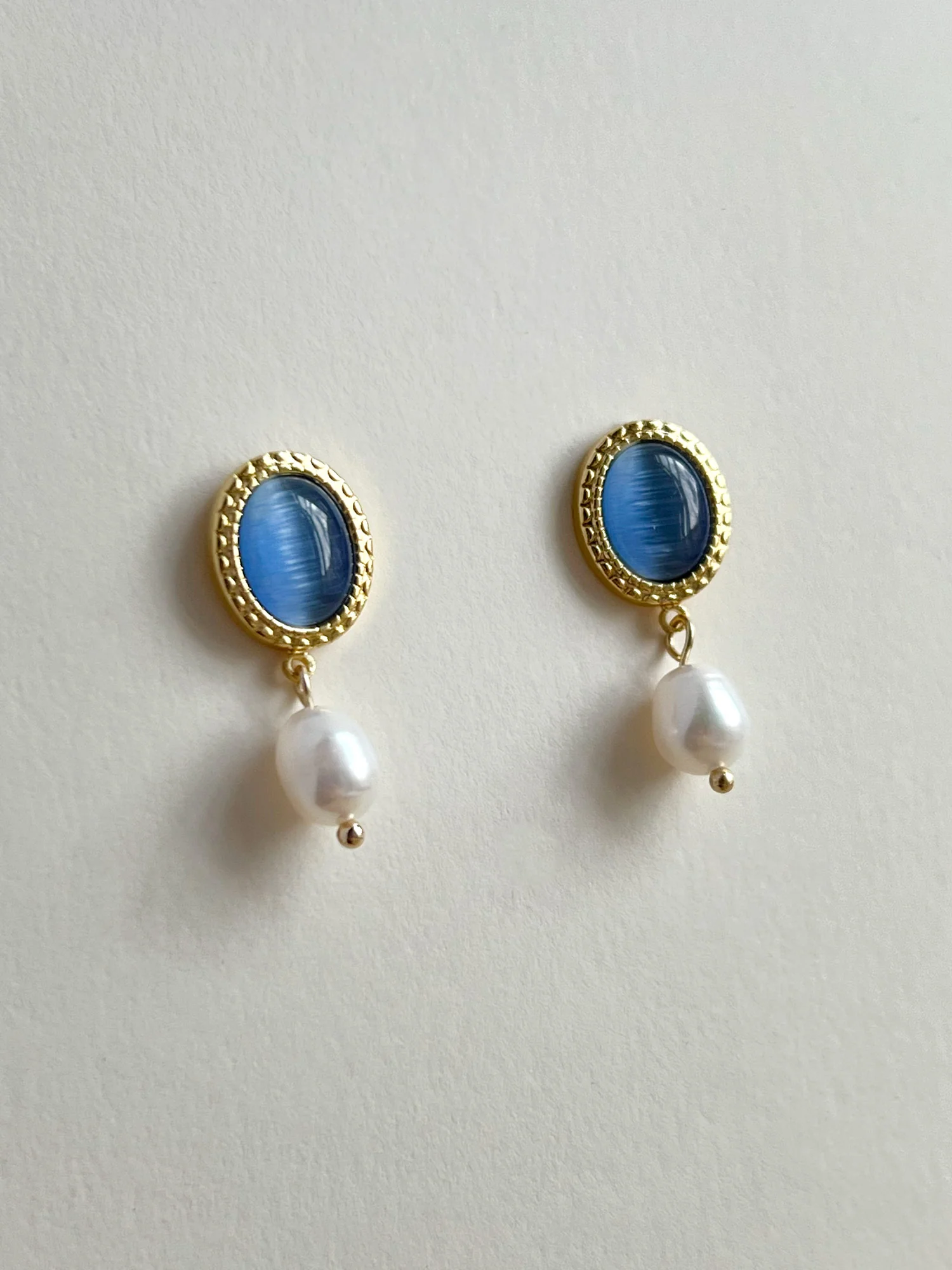 Princess Pearl Earrings - Cornflower Blue - Image 3
